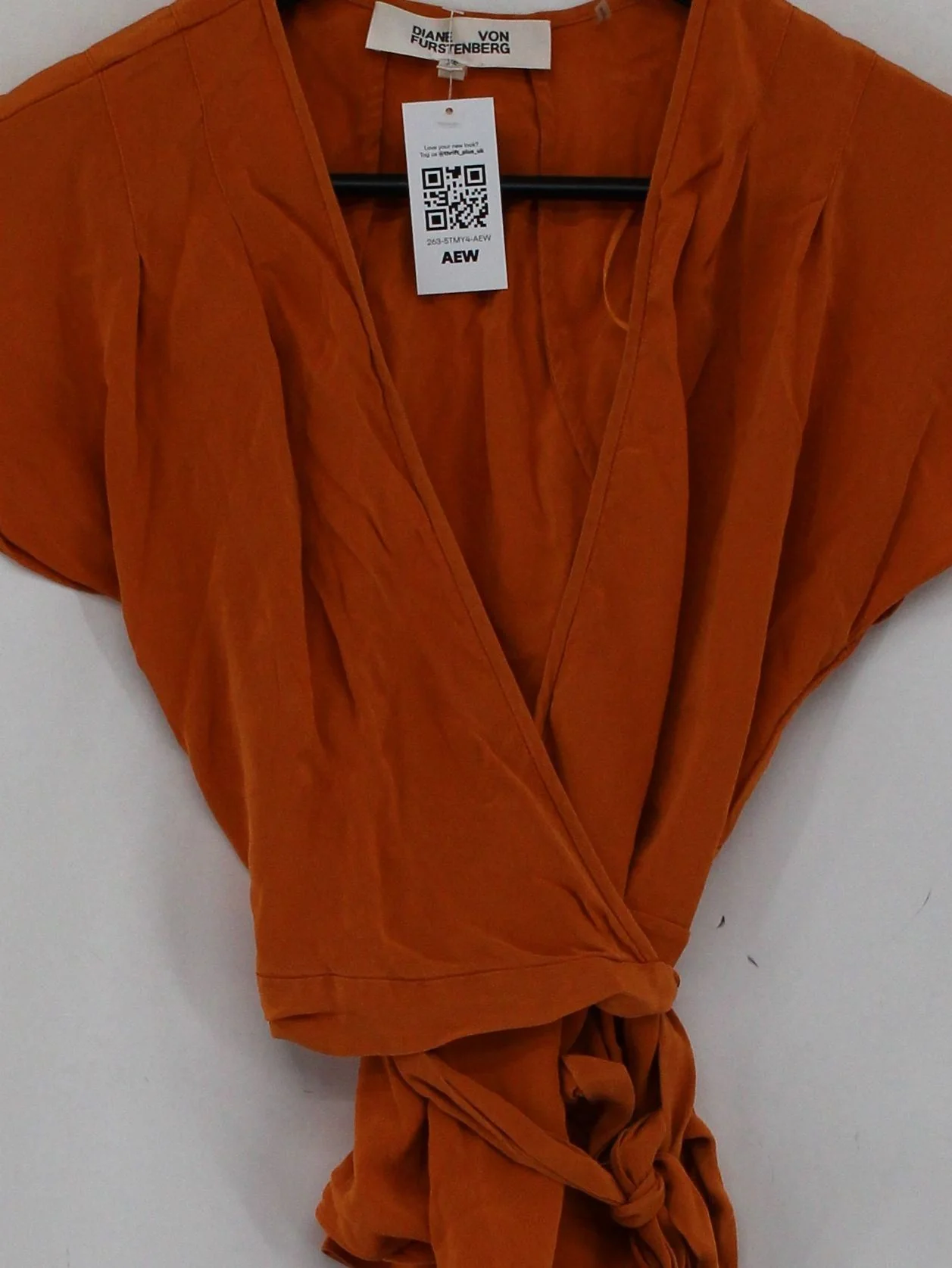 Diane Von Furstenberg Women's Top UK 6 Orange 100% Silk Cropped - Image 3