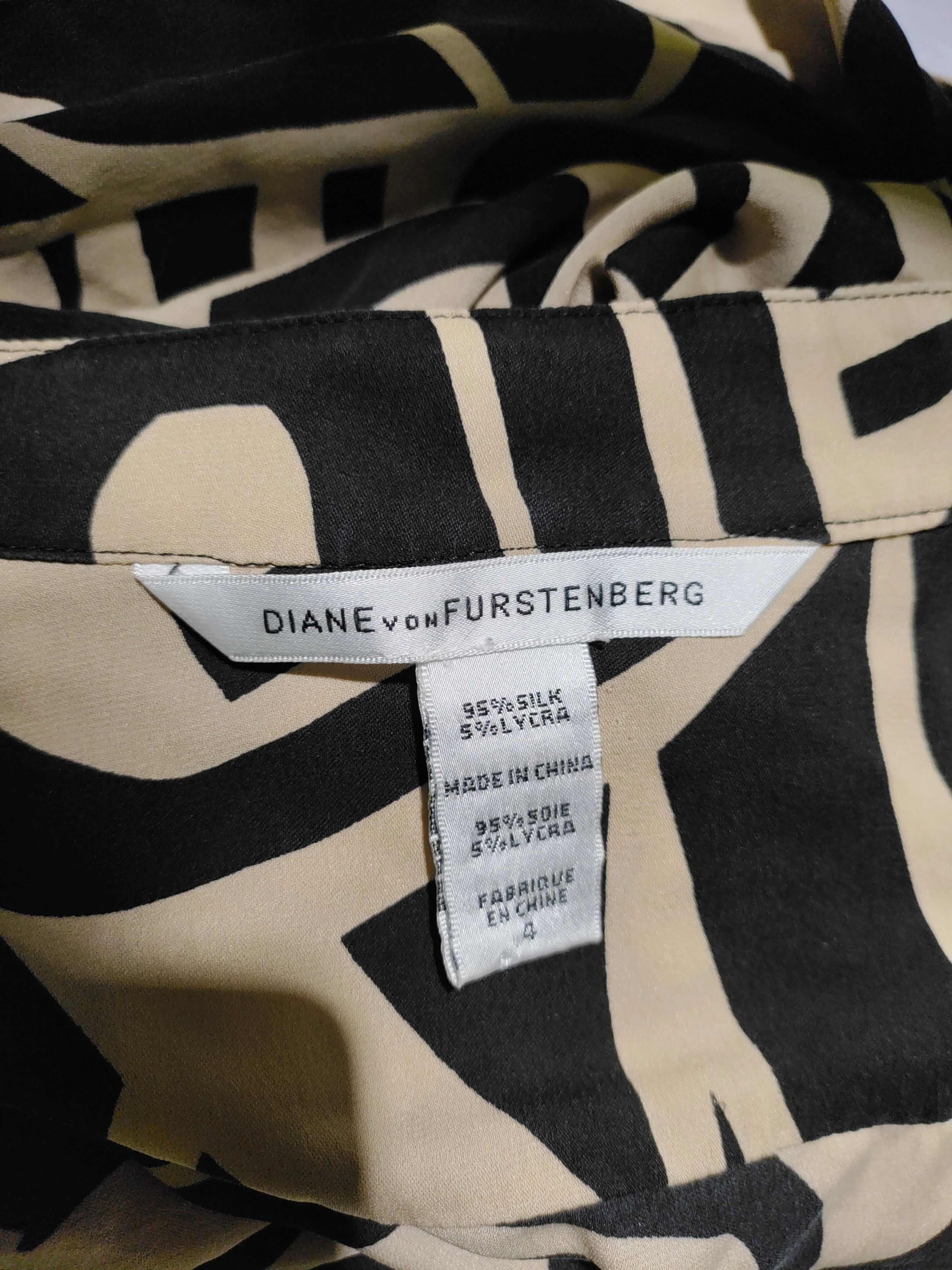Diane Von Furstenberg Women's Top UK 8 Tan Silk with Lyocell Modal Basic - Image 5