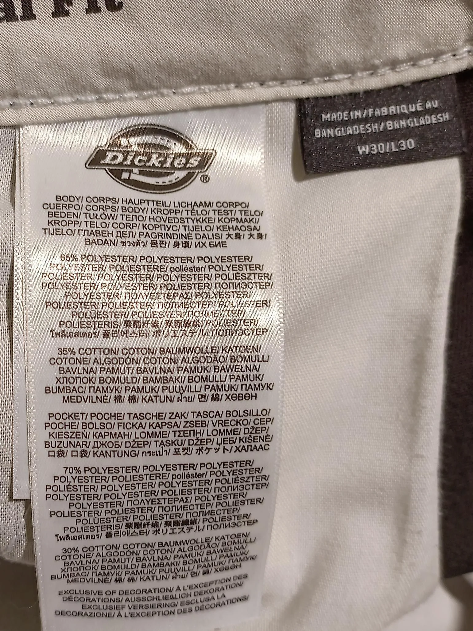 Dickies Men's Trousers W 30 in Black Polyester with Cotton Chino - Image 6