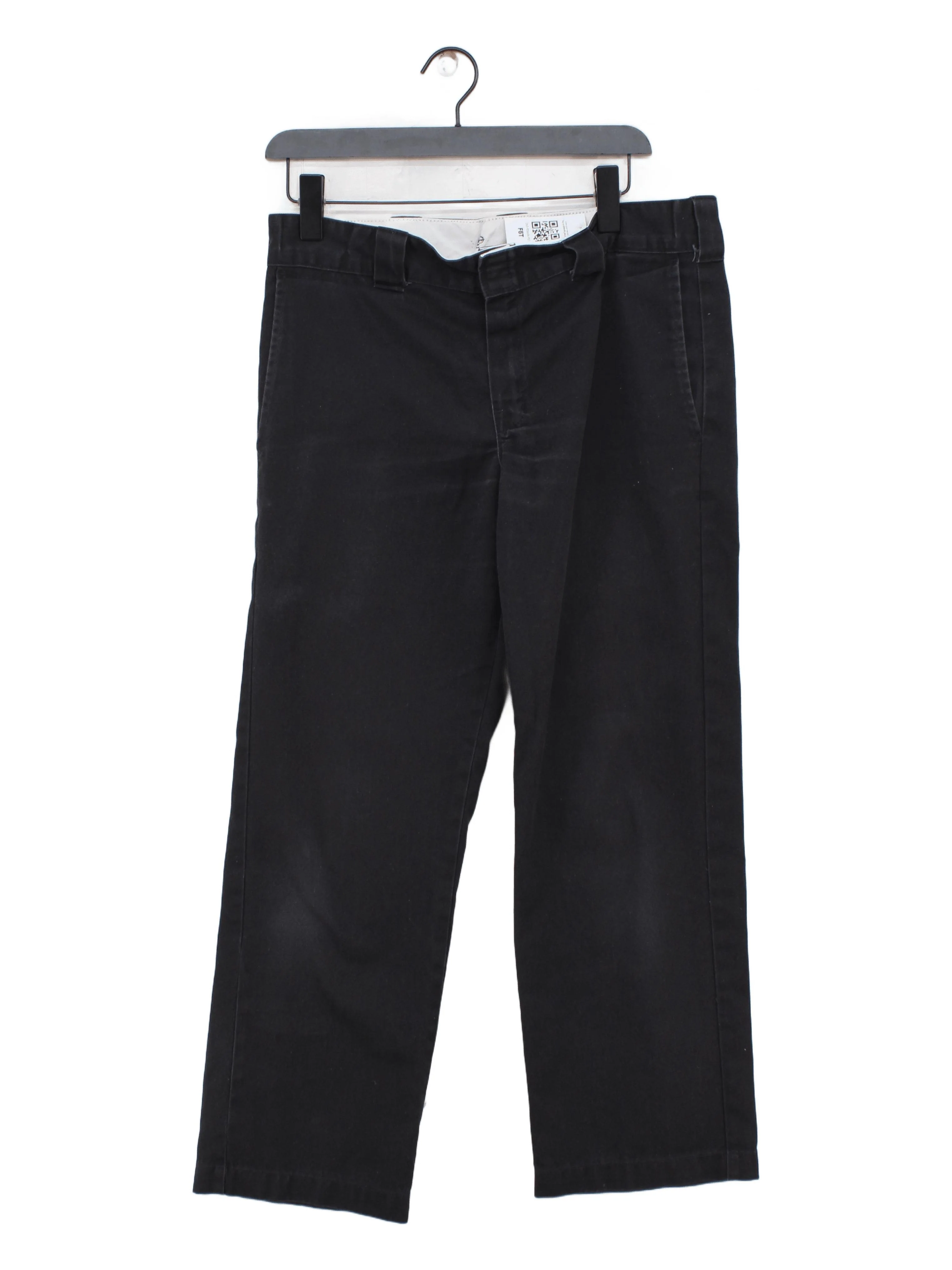 Dickies Men's Trousers W 32 in Black Polyester with Cotton Straight Chino