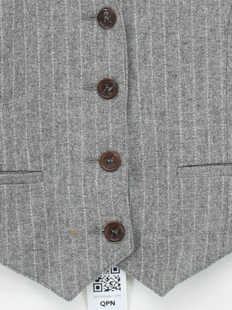 Diega Women's Coat M Grey Striped Wool with Polyamide, Silk, Cotton Overcoat - Image 4