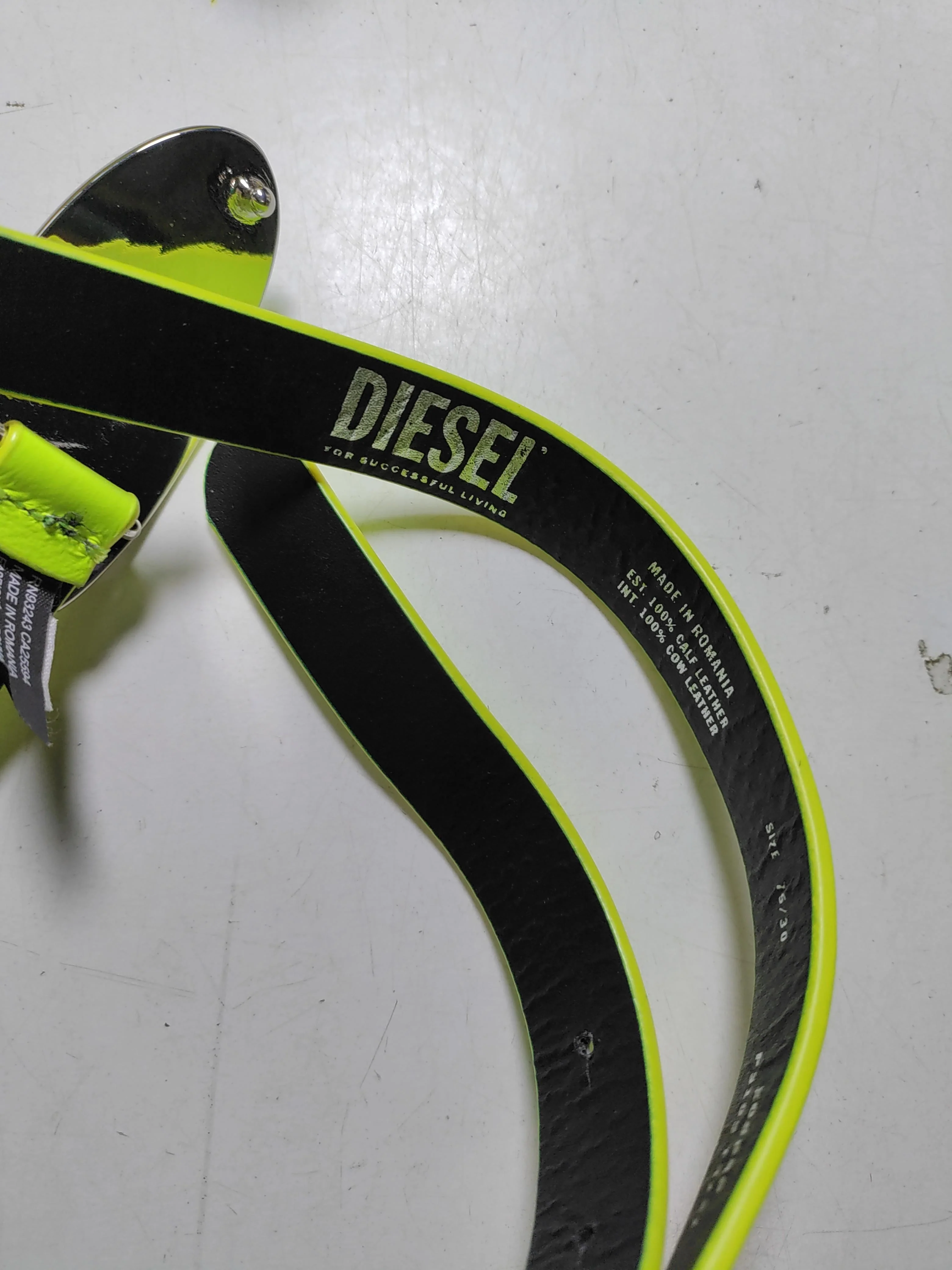 Diesel Men's Belt S Yellow 100% Leather Dress Belt - Image 5