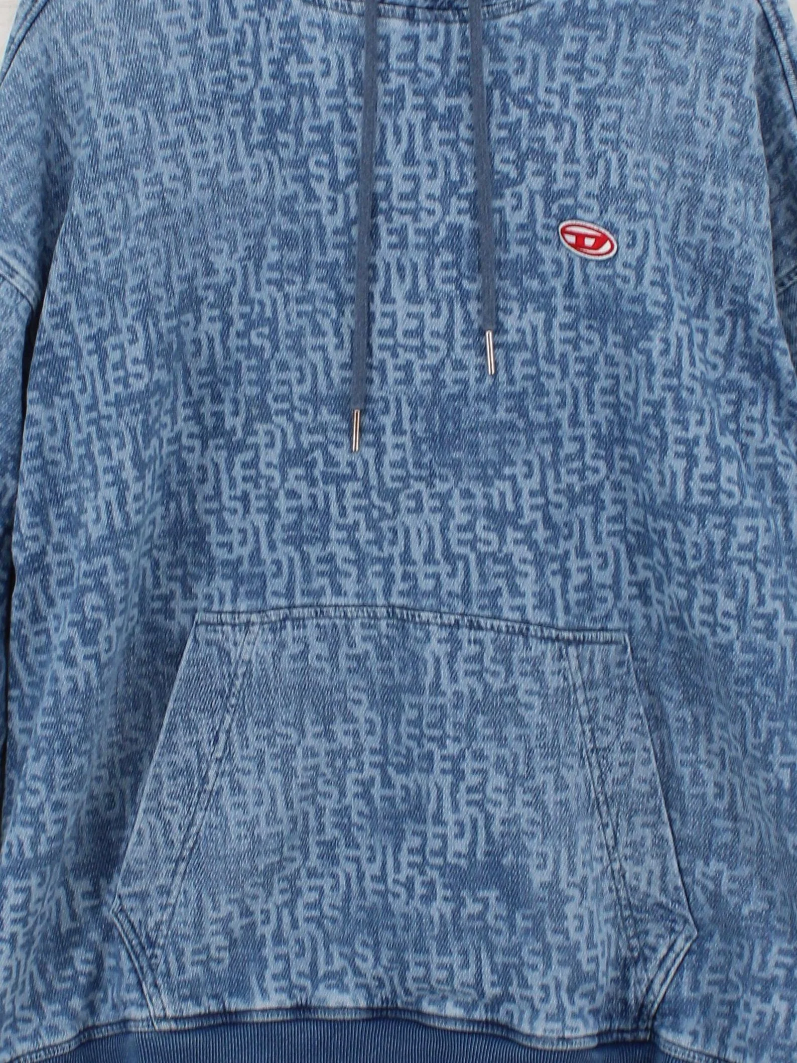 Diesel Men's Hoodie L Blue Graphic Cotton with Elastane Pullover - Image 3