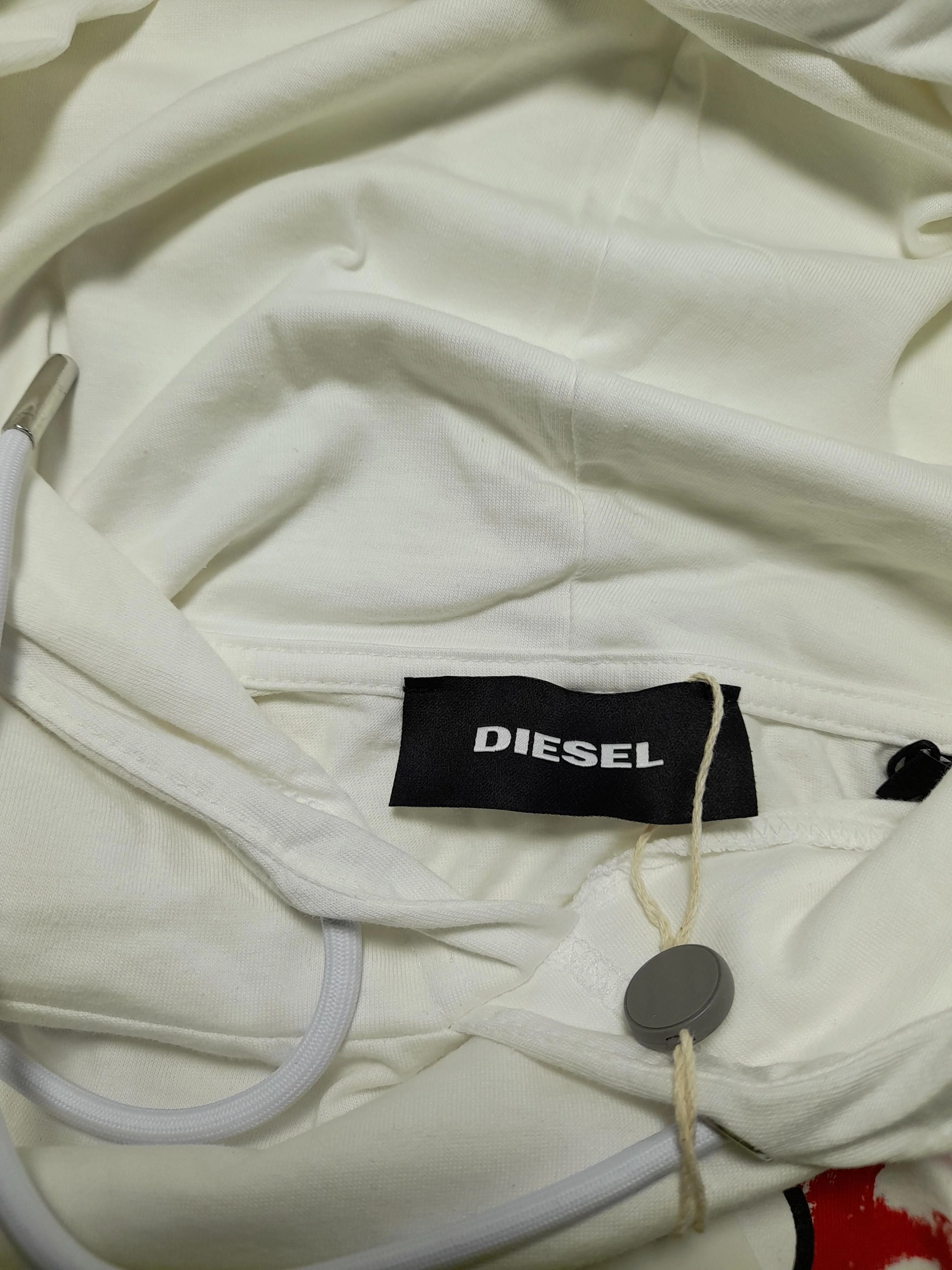 Diesel Men's Hoodie XL White Graphic 100% Cotton Pullover - Image 5