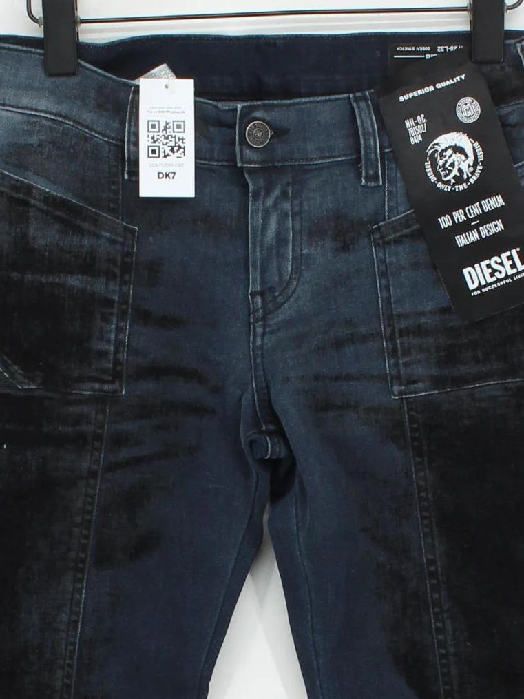 Diesel Men's Jeans W 28 in; L 32 in Blue Cotton with Polyester, Elastane Skinny - Image 3