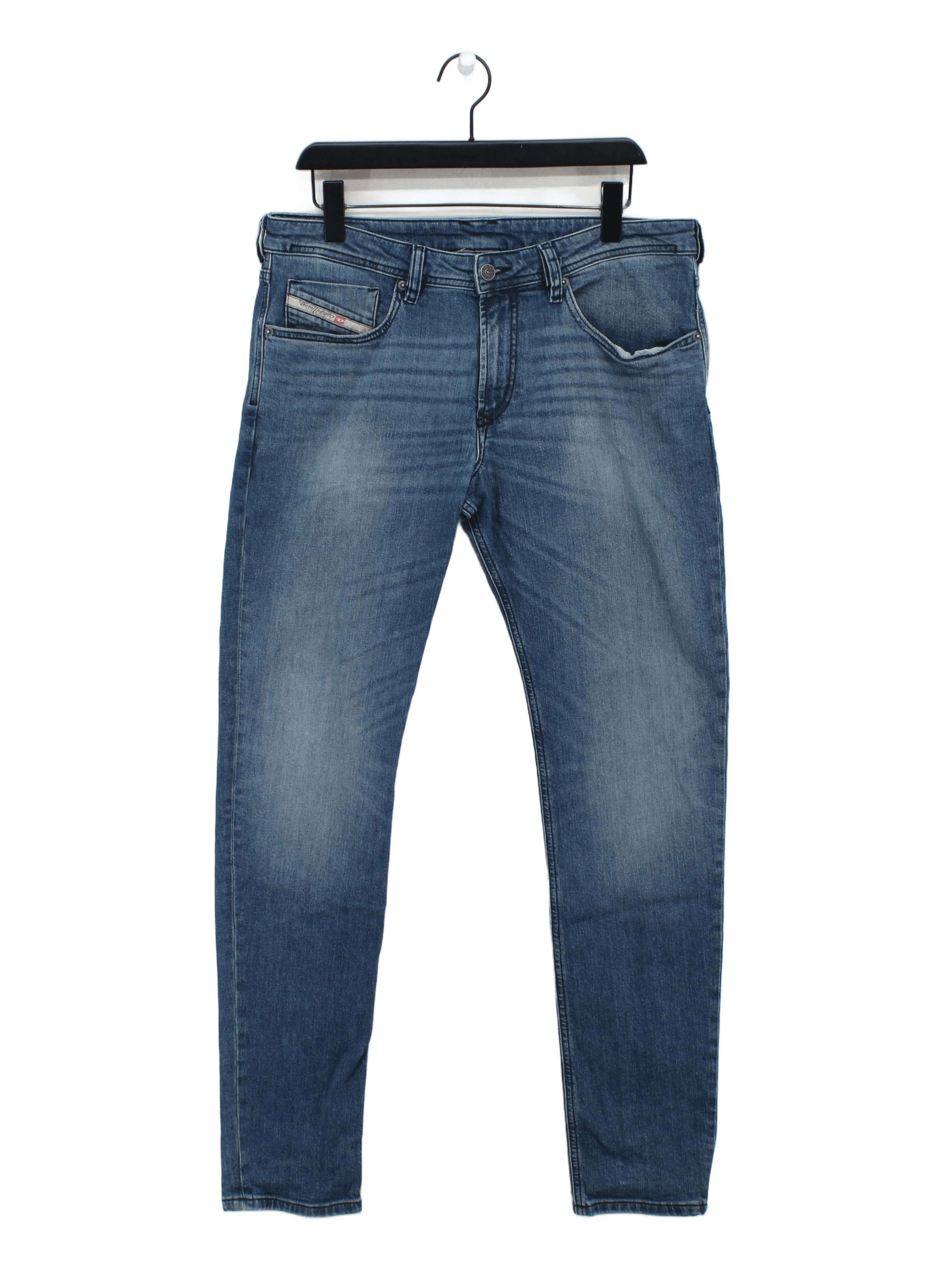 Diesel Men's Jeans W 34 in Blue Cotton with Elastane Straight