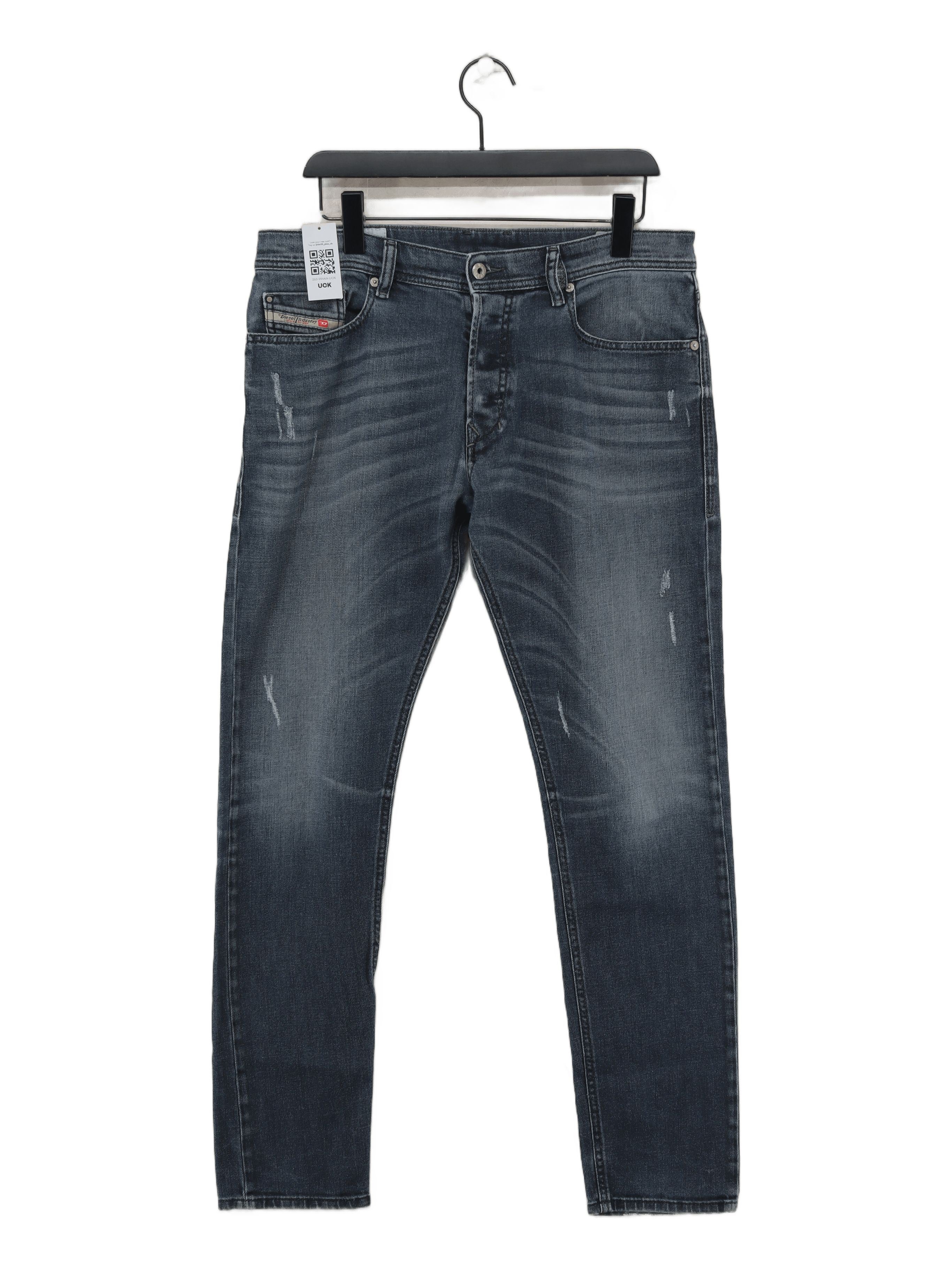 Diesel Men's Jeans W 34 in; L 30 in Blue Cotton with Elastane Straight