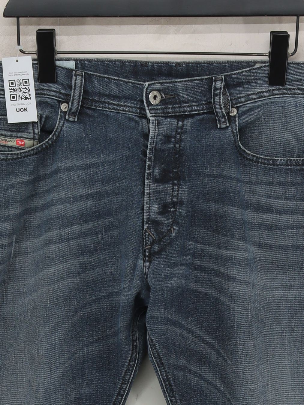 Diesel Men's Jeans W 34 in; L 30 in Blue Cotton with Elastane Straight - Image 3