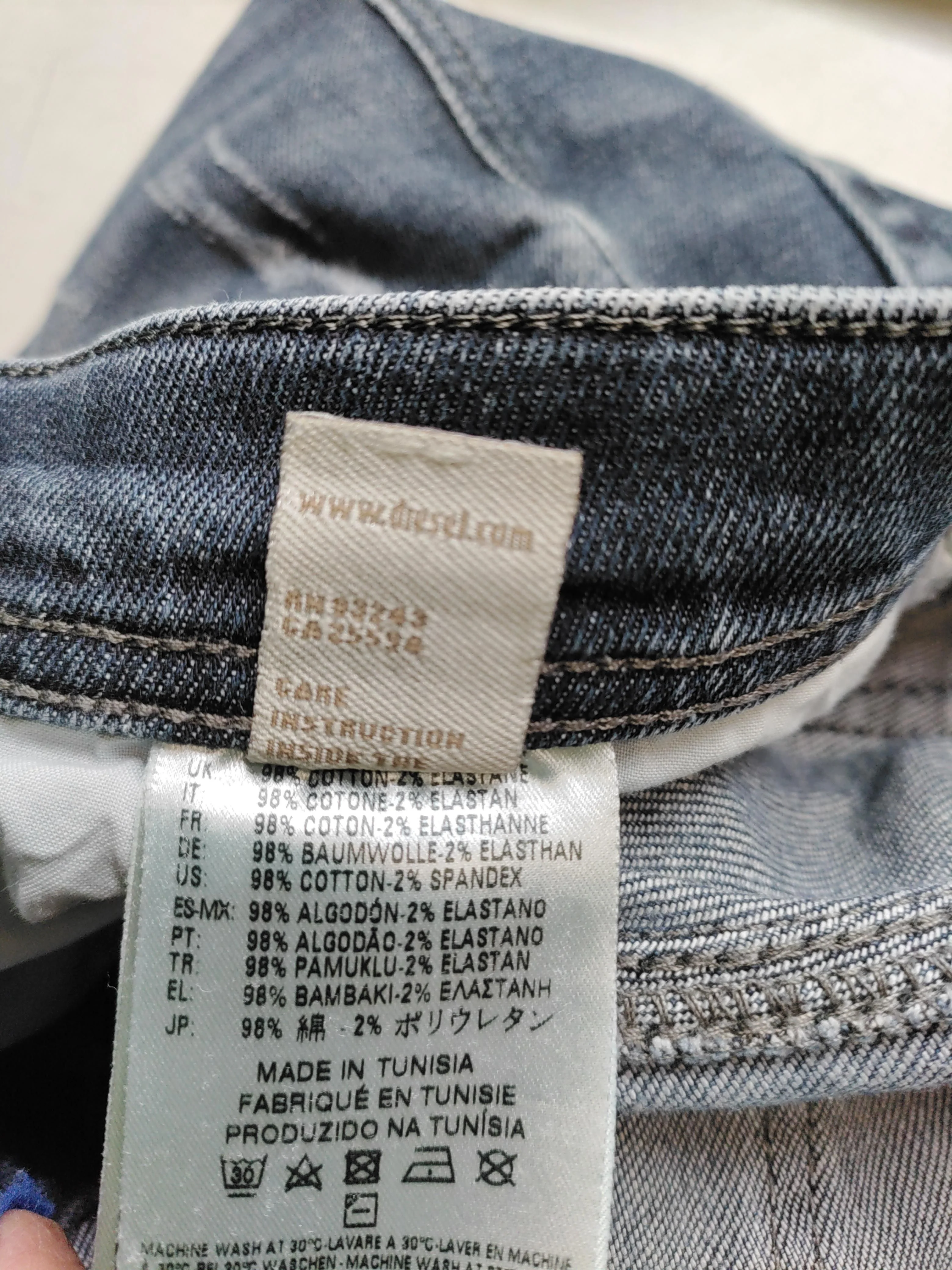 Diesel Men's Jeans W 34 in; L 30 in Blue Cotton with Elastane Straight - Image 6