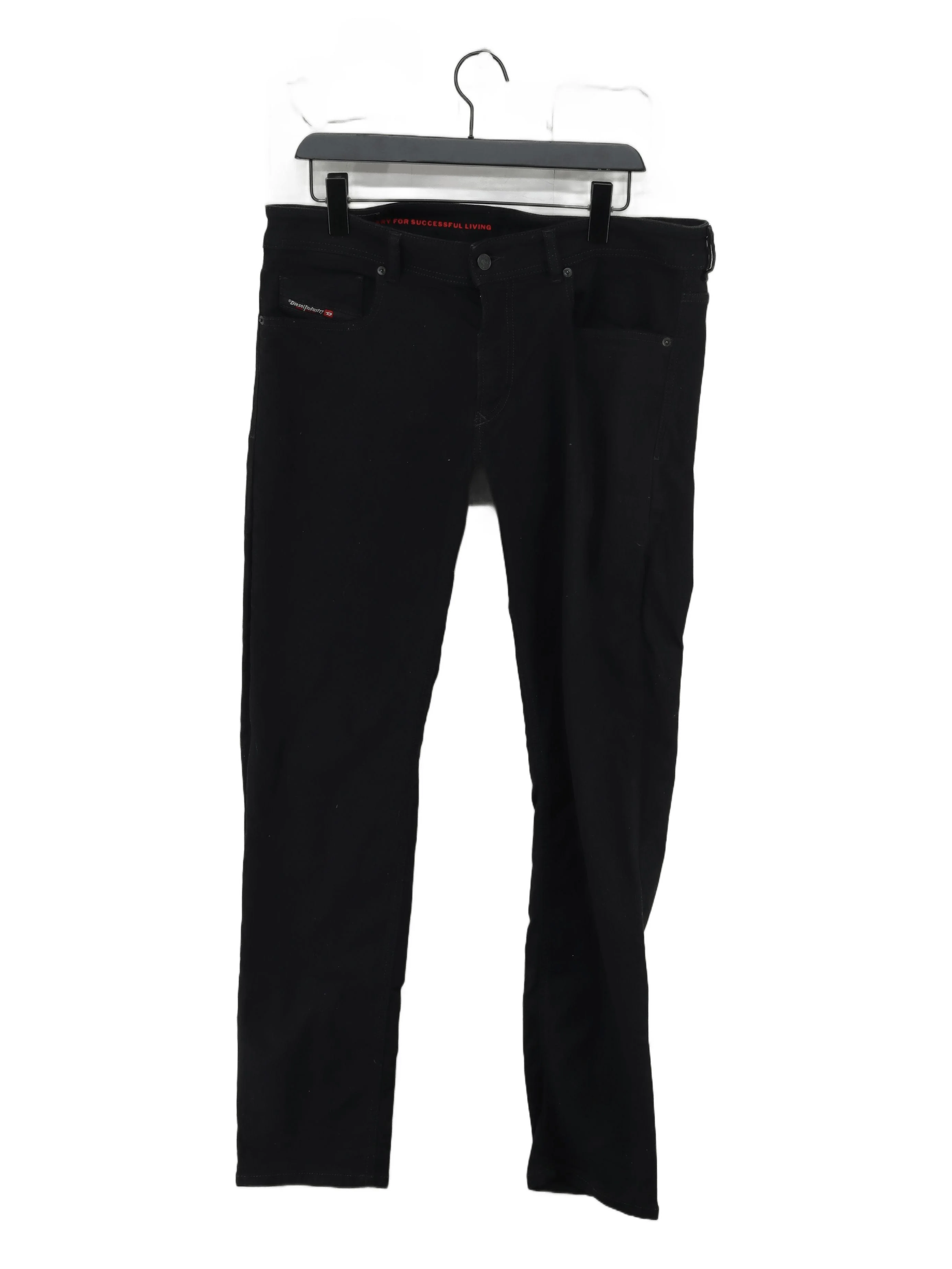 Diesel Men's Jeans W 36 in Black Cotton with Elastane Straight