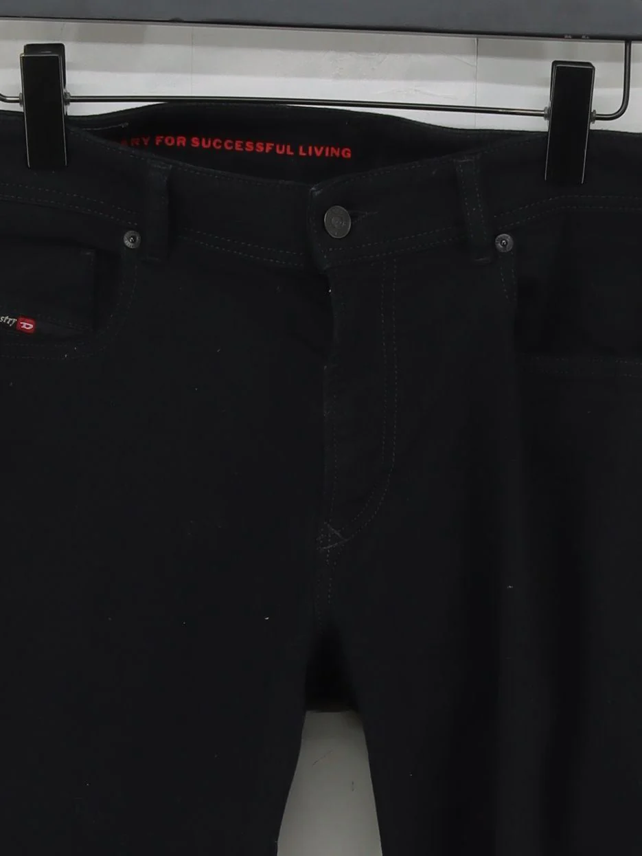 Diesel Men's Jeans W 36 in Black Cotton with Elastane Straight - Image 3
