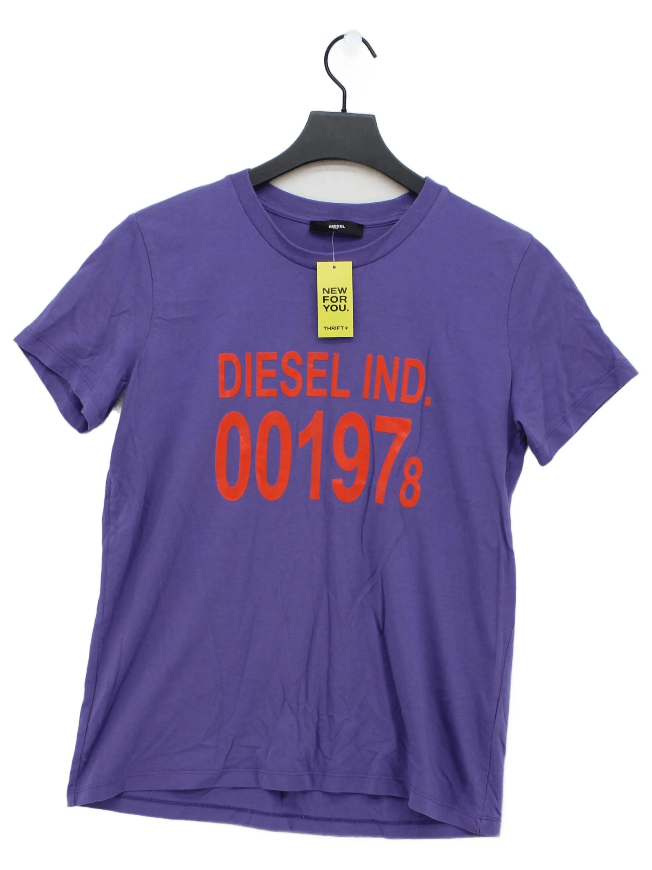 Diesel Men's T-Shirt L Purple Graphic 100% Cotton Basic