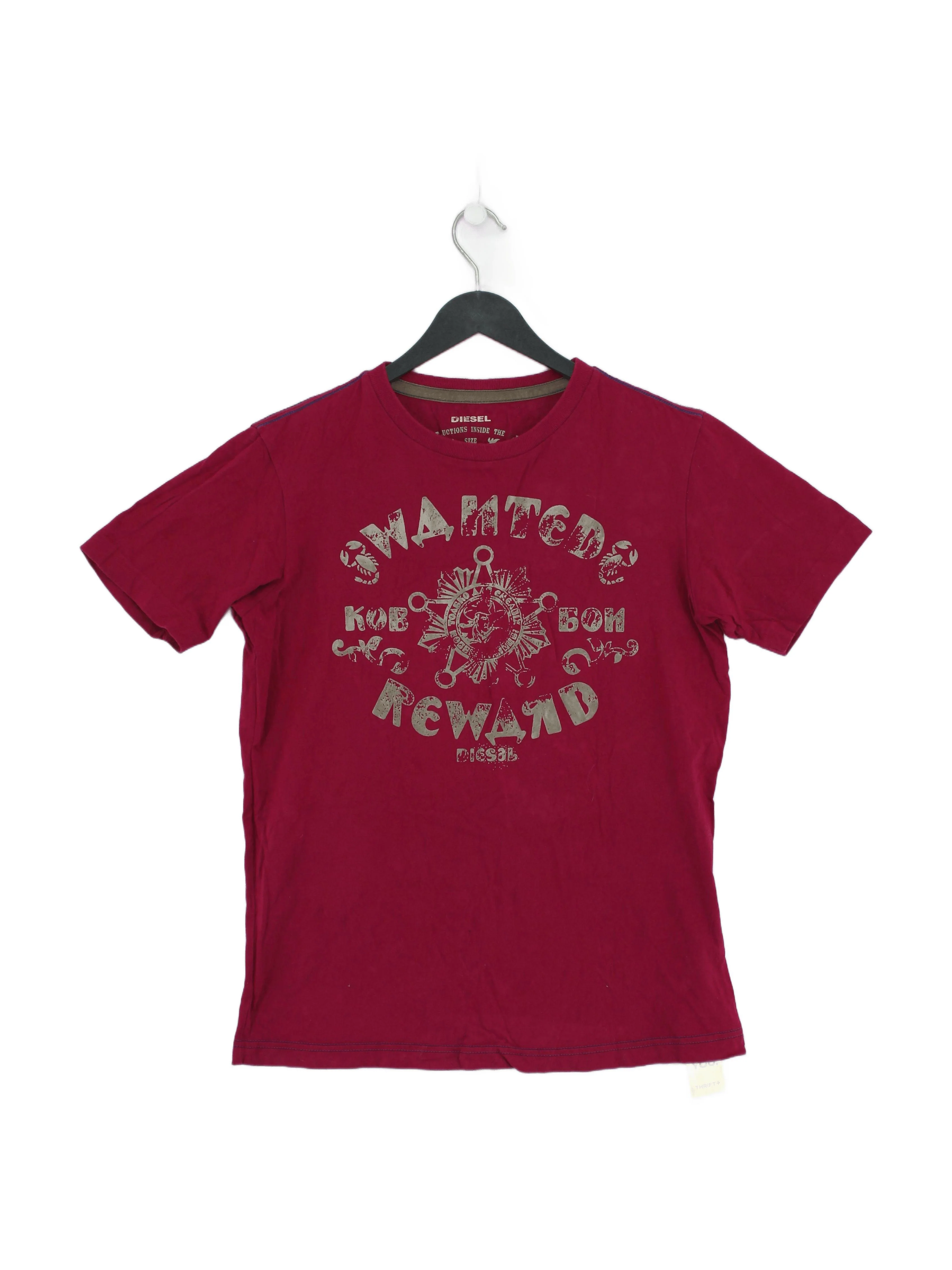 Diesel Men's T-Shirt L Red Graphic 100% Cotton Basic