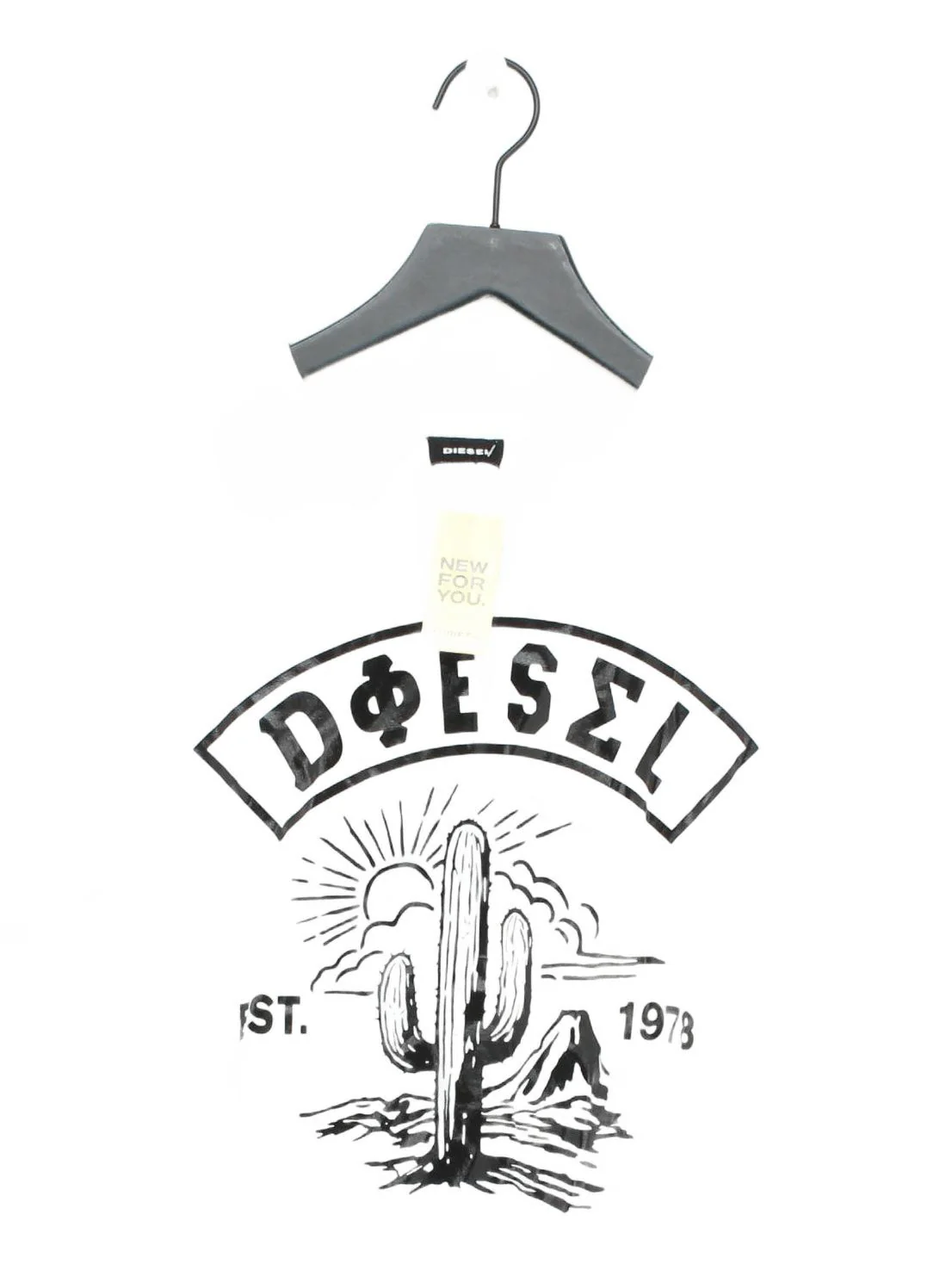 Diesel Men's T-Shirt L White Graphic 100% Cotton Basic