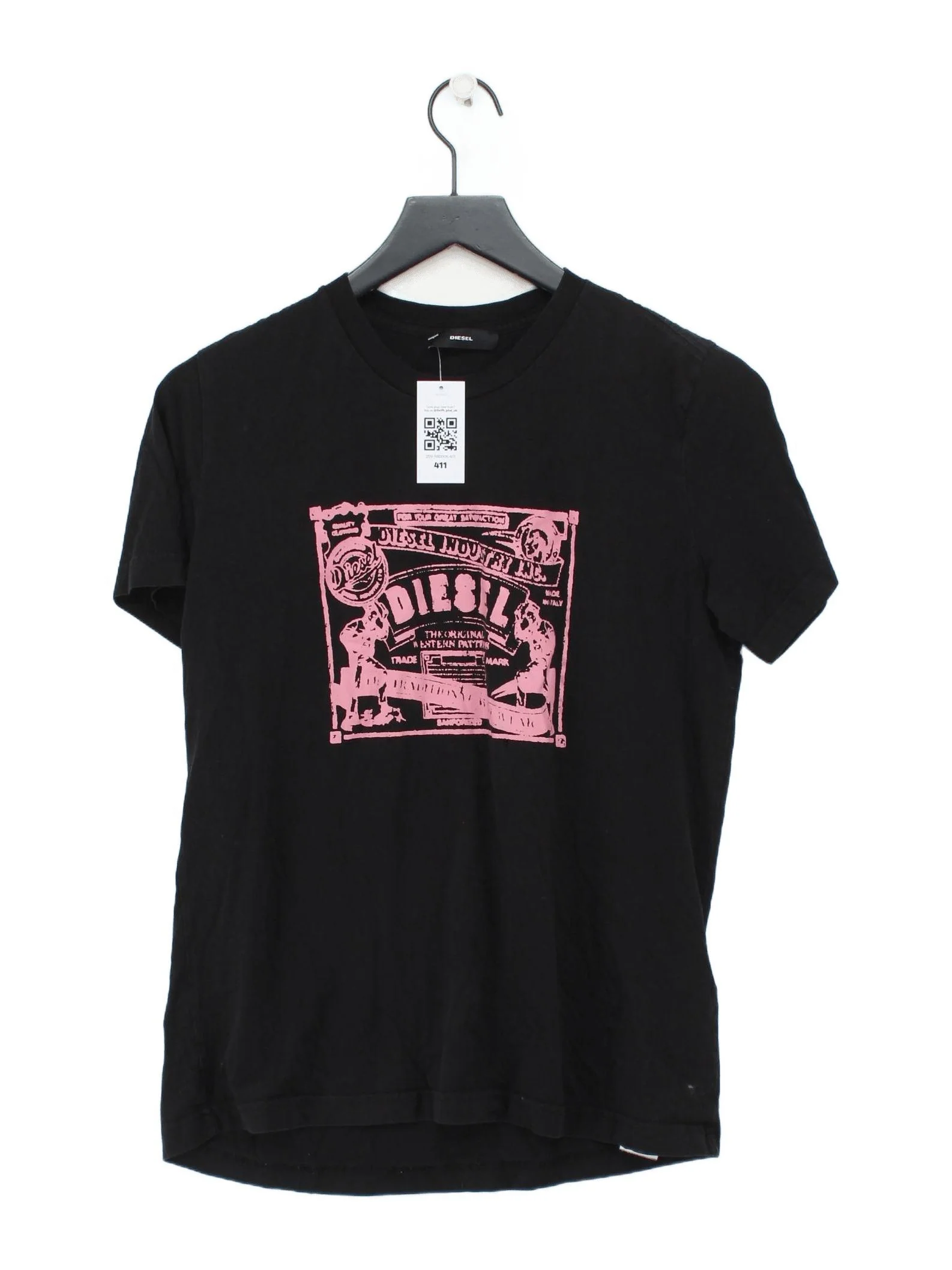 Diesel Men's T-Shirt M Black Graphic 100% Cotton Basic