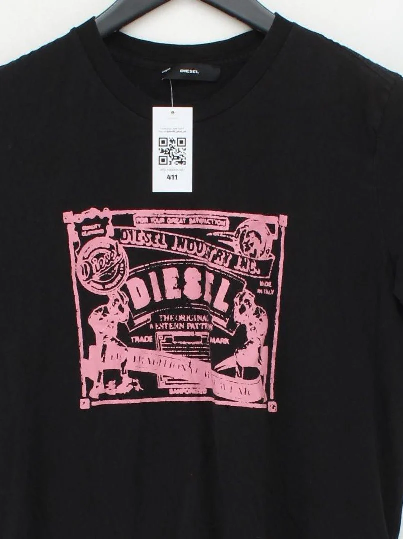 Diesel Men's T-Shirt M Black Graphic 100% Cotton Basic - Image 3