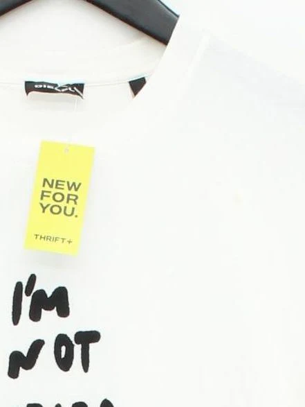 Diesel Men's T-Shirt M White Graphic 100% Cotton Basic - Image 3