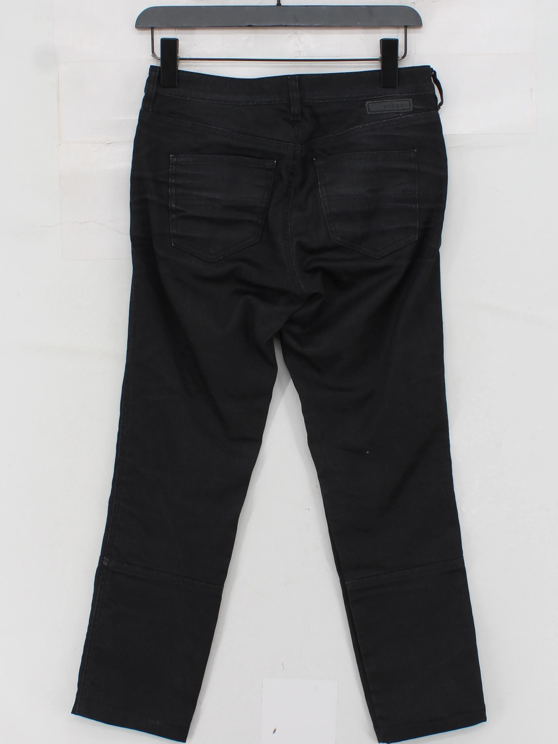 Diesel Men's Trousers W 28 in Black Cotton with Elastane Tapered Capri - Image 2