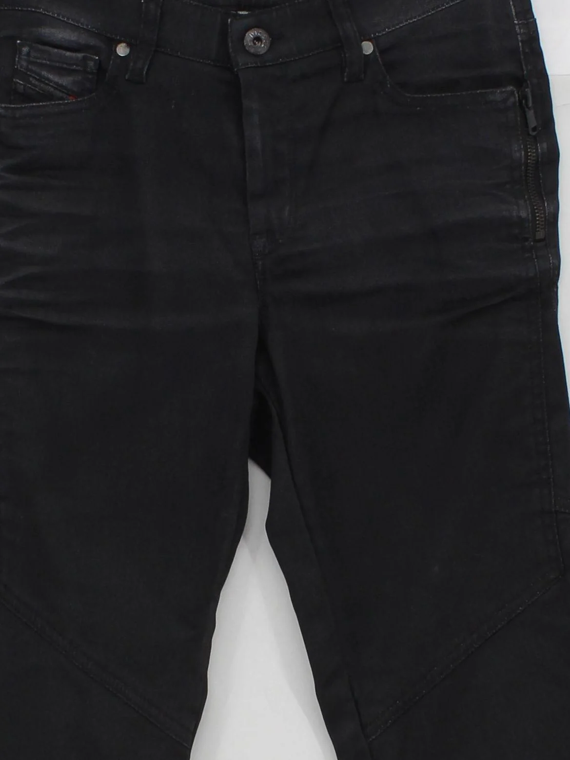 Diesel Men's Trousers W 28 in Black Cotton with Elastane Tapered Capri - Image 3