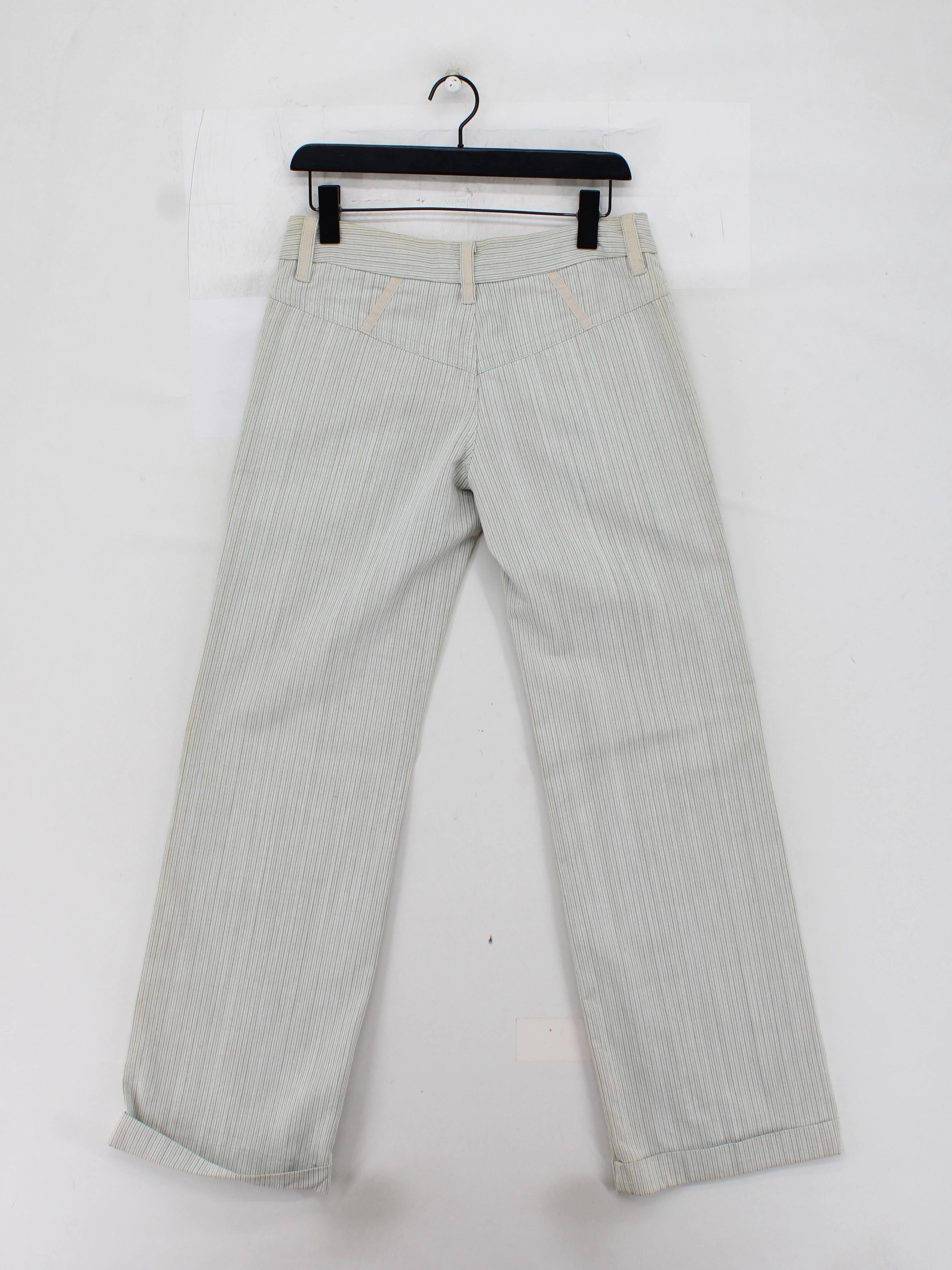 Diesel Men's Trousers W 29 in Cream Striped Cotton with Polyester Straight Chino - Image 2