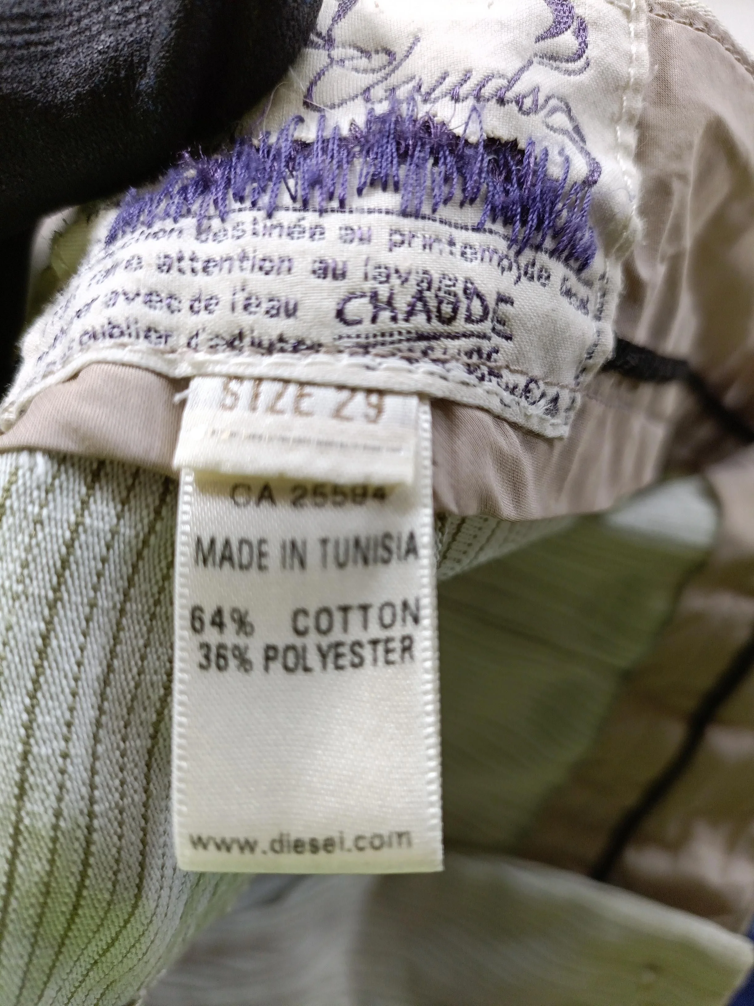 Diesel Men's Trousers W 29 in Cream Striped Cotton with Polyester Straight Chino - Image 8