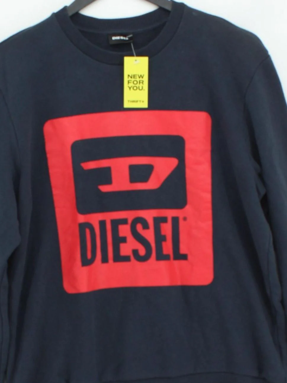 Diesel Women's Hoodie UK 16 Blue Graphic 100% Cotton Pullover - Image 3