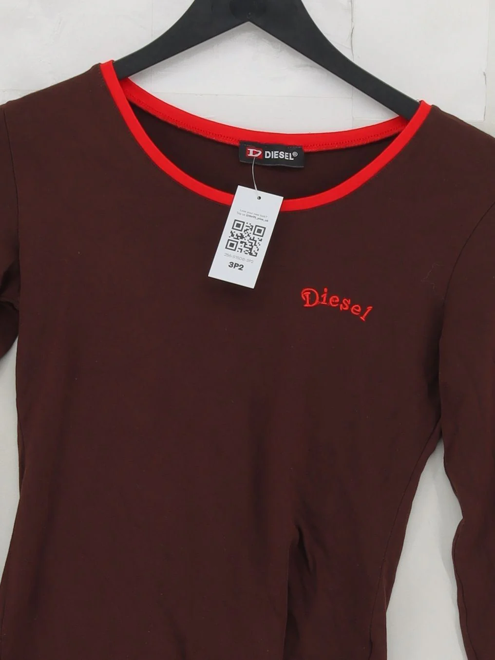 Diesel Women's Top S Brown Graphic 100% Cotton Long Sleeve Round Neck Basic - Image 3