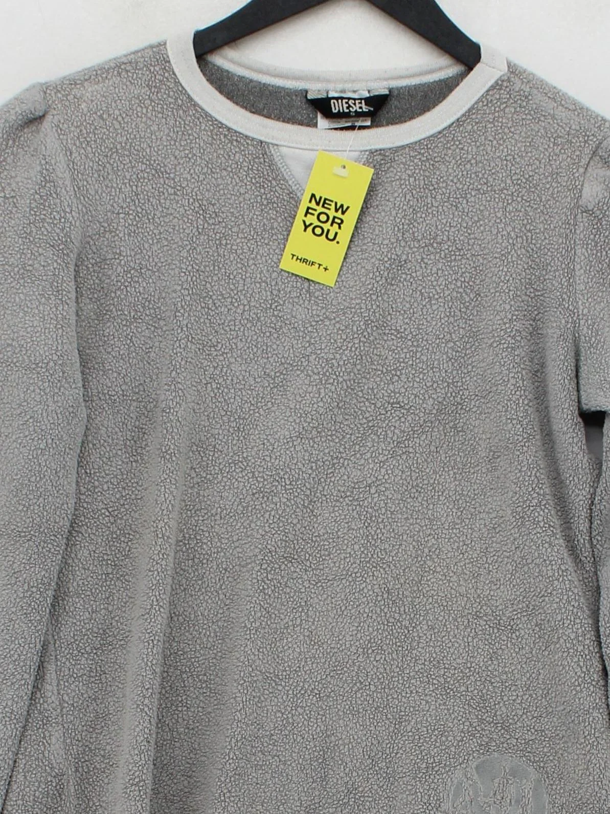 Diesel Women's Top S Grey 100% Cotton Long Sleeve Round Neck Basic - Image 3