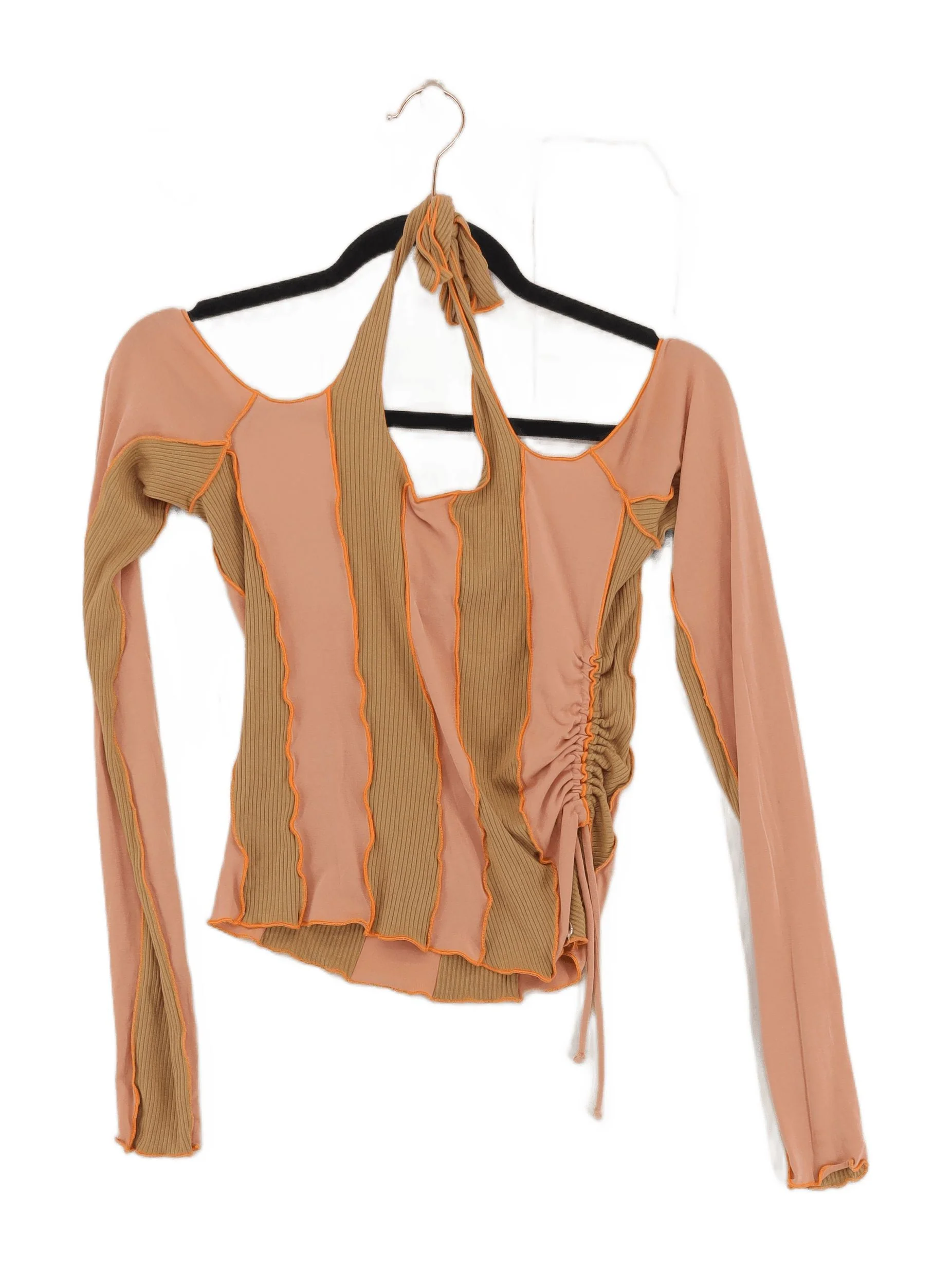 Diesel Women's Top S Multi Viscose with Polyester Long Sleeve V-Neck Basic