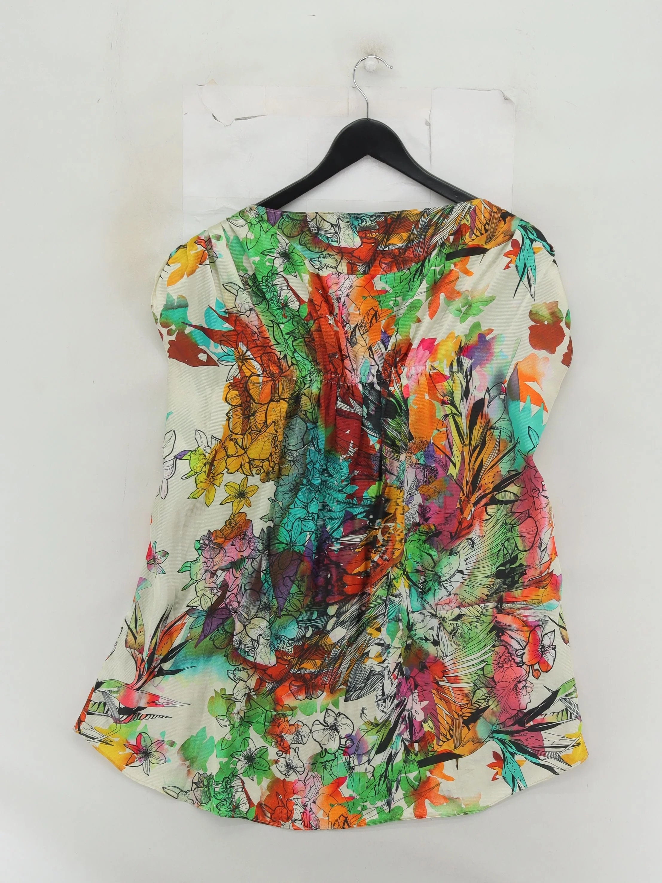 Diesel Women's Top XS Multi Floral 100% Polyester Short Sleeve Roll Neck Basic - Image 2