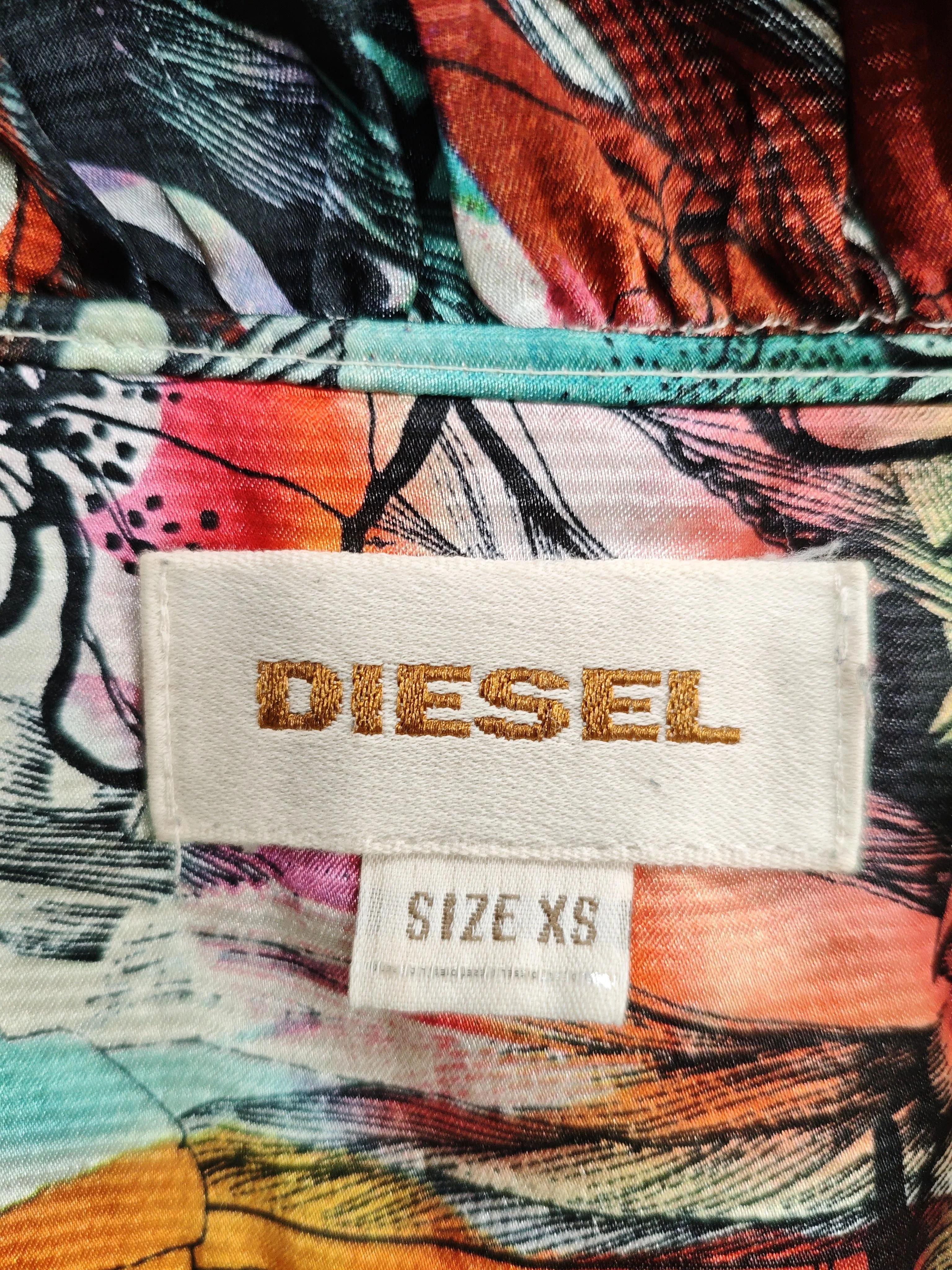 Diesel Women's Top XS Multi Floral 100% Polyester Short Sleeve Roll Neck Basic - Image 5