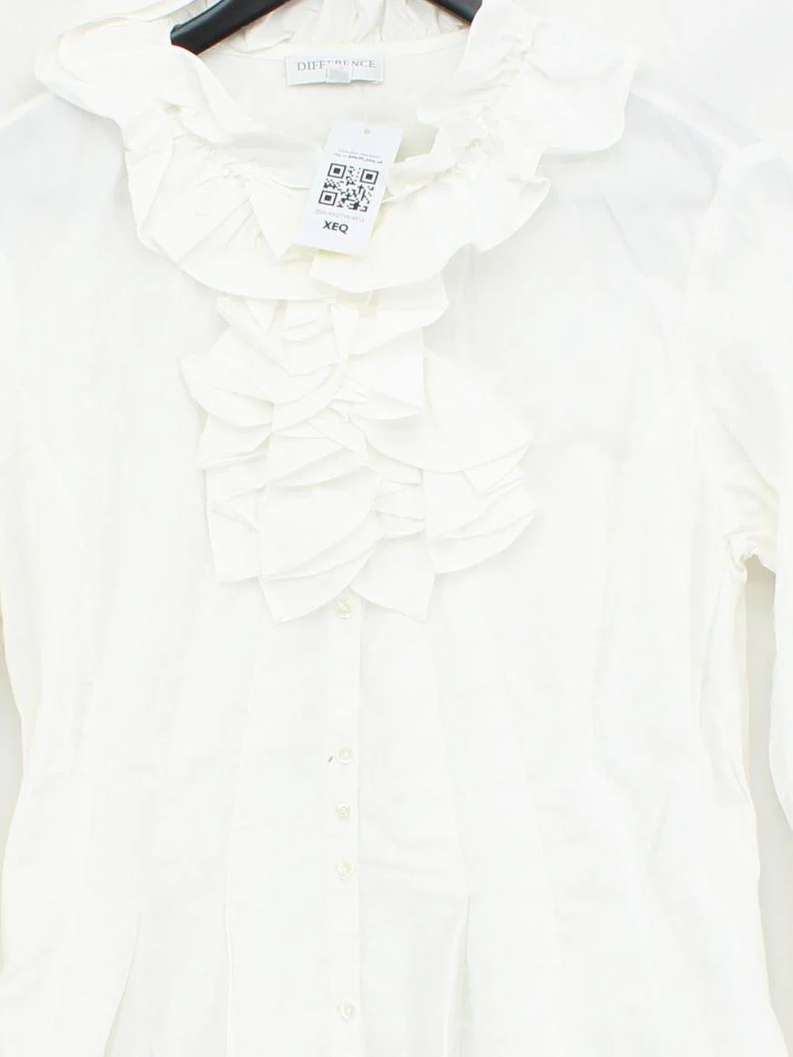 DIFFERENCE Paris Women's Blouse S White Cotton with Elastane Basic - Image 3