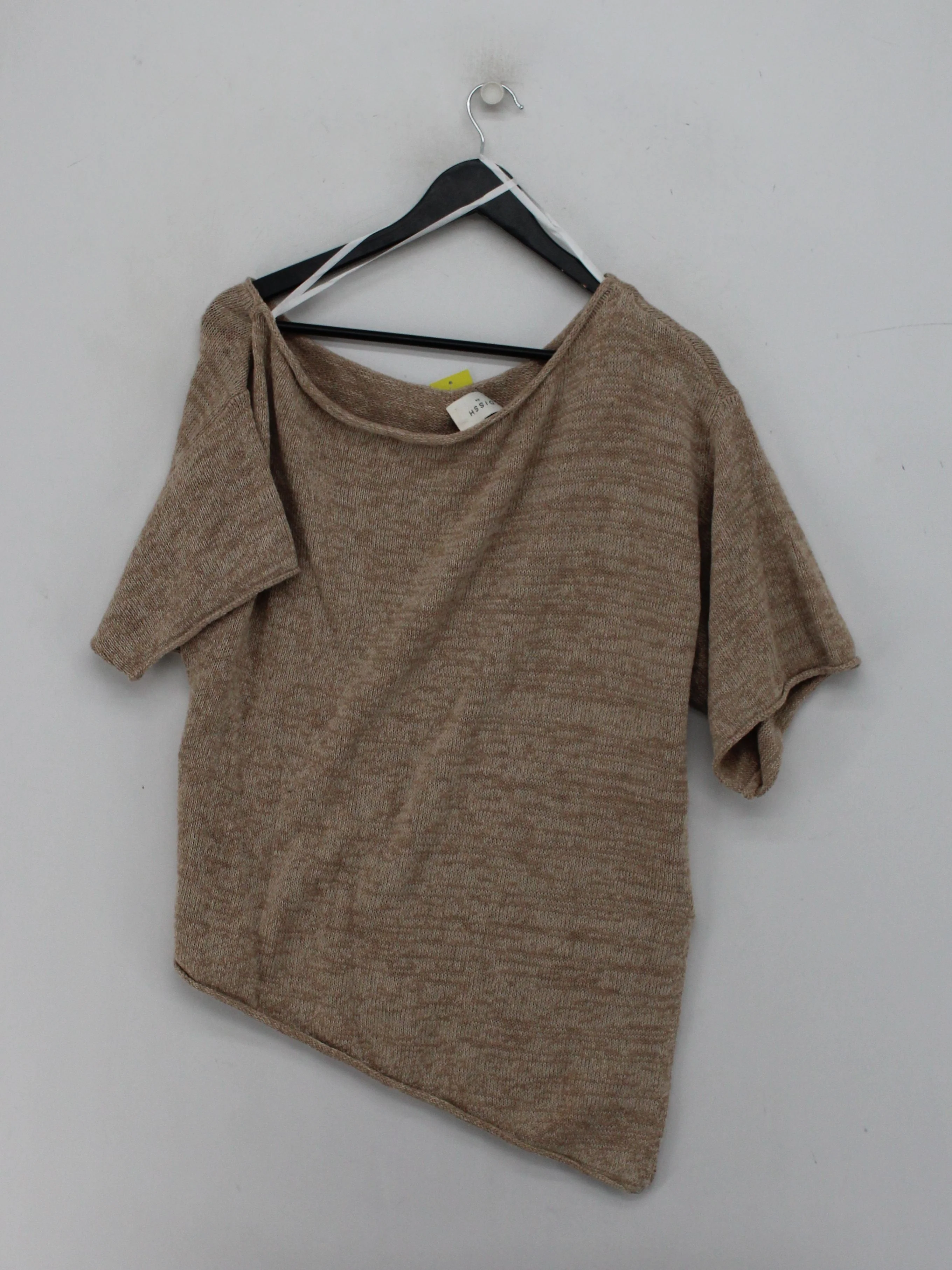 Dissh Women's Top XL Tan Cotton with Linen Short Sleeve Round Neck Basic - Image 2