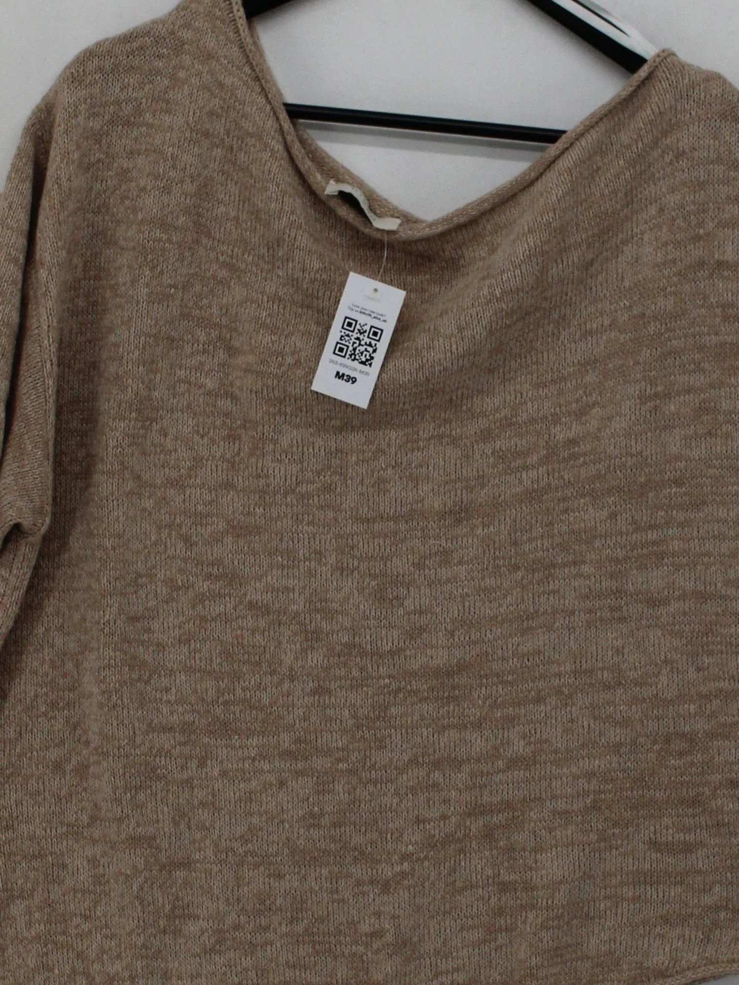 Dissh Women's Top XL Tan Cotton with Linen Short Sleeve Round Neck Basic - Image 3