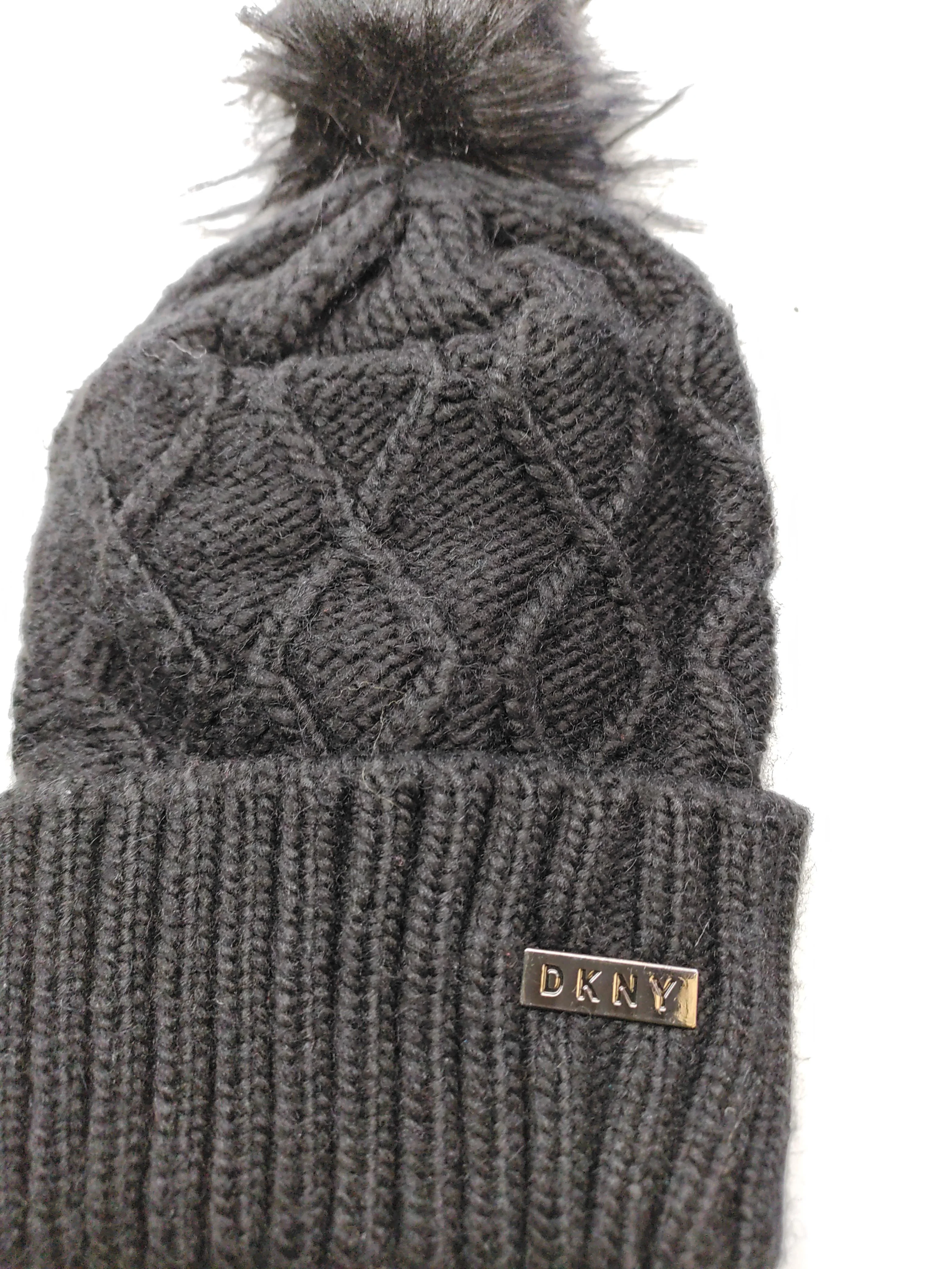 DKNY Men's Hat M Black Acrylic with Wool Beanie - Image 5