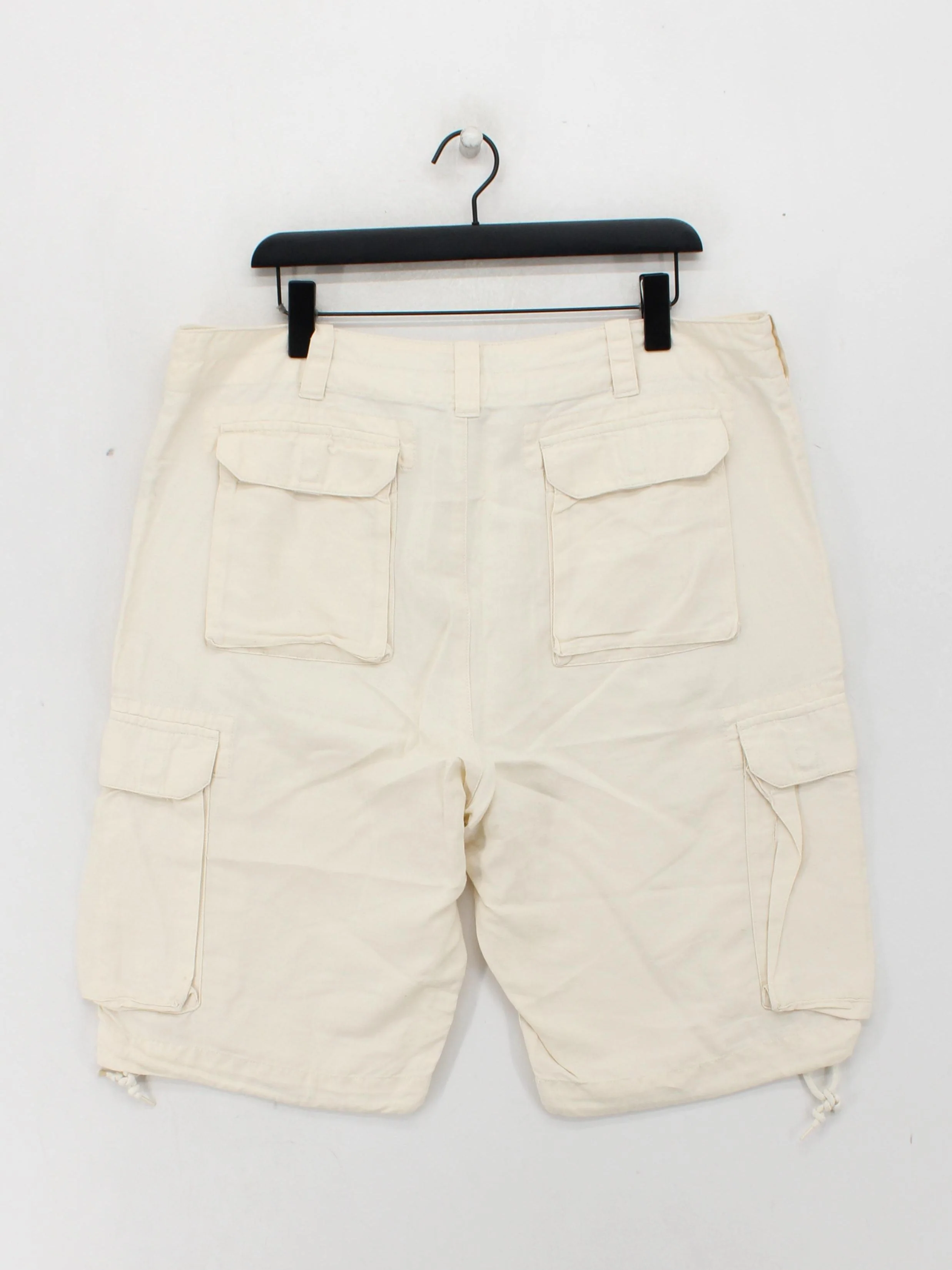 DKNY Men's Shorts W 36 in Cream Linen with Cotton Cargo - Image 2