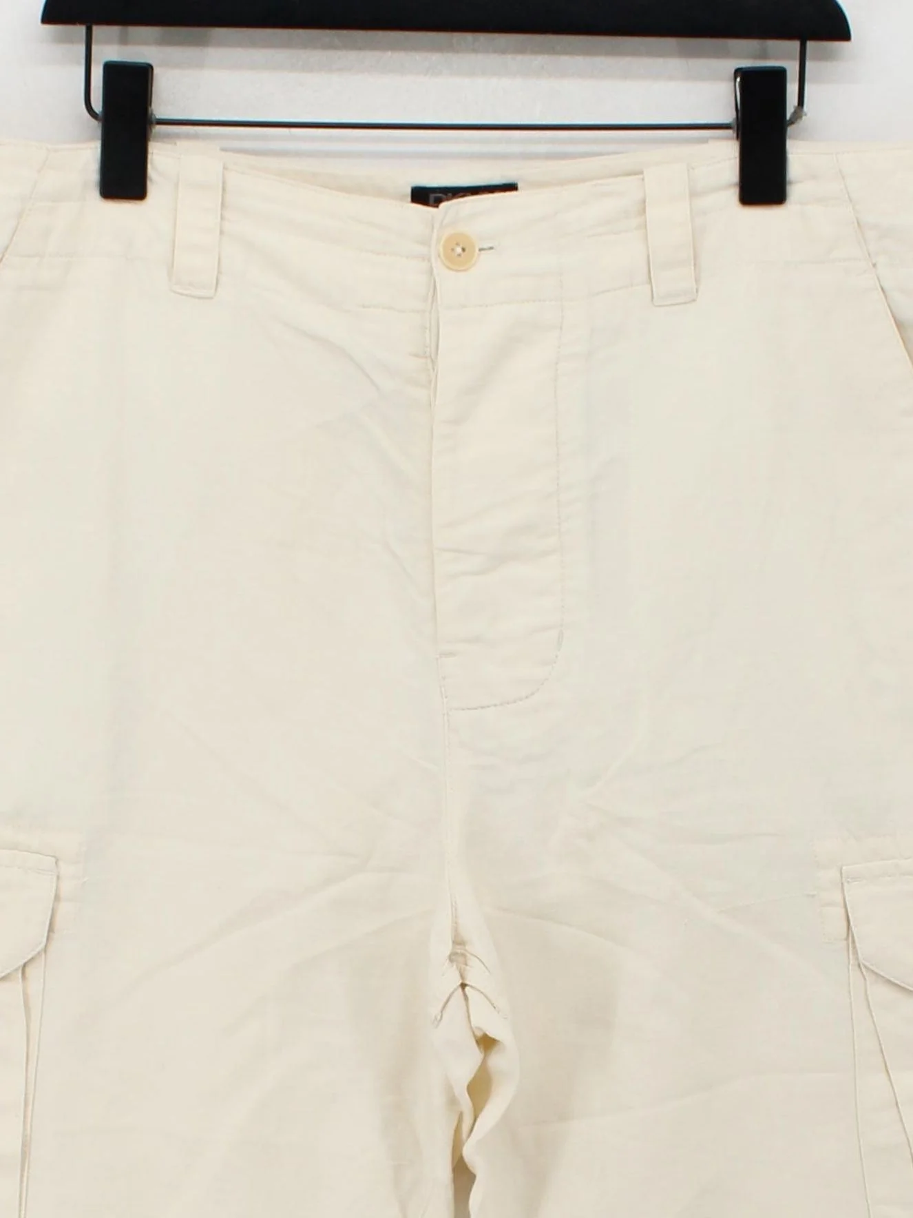 DKNY Men's Shorts W 36 in Cream Linen with Cotton Cargo - Image 3