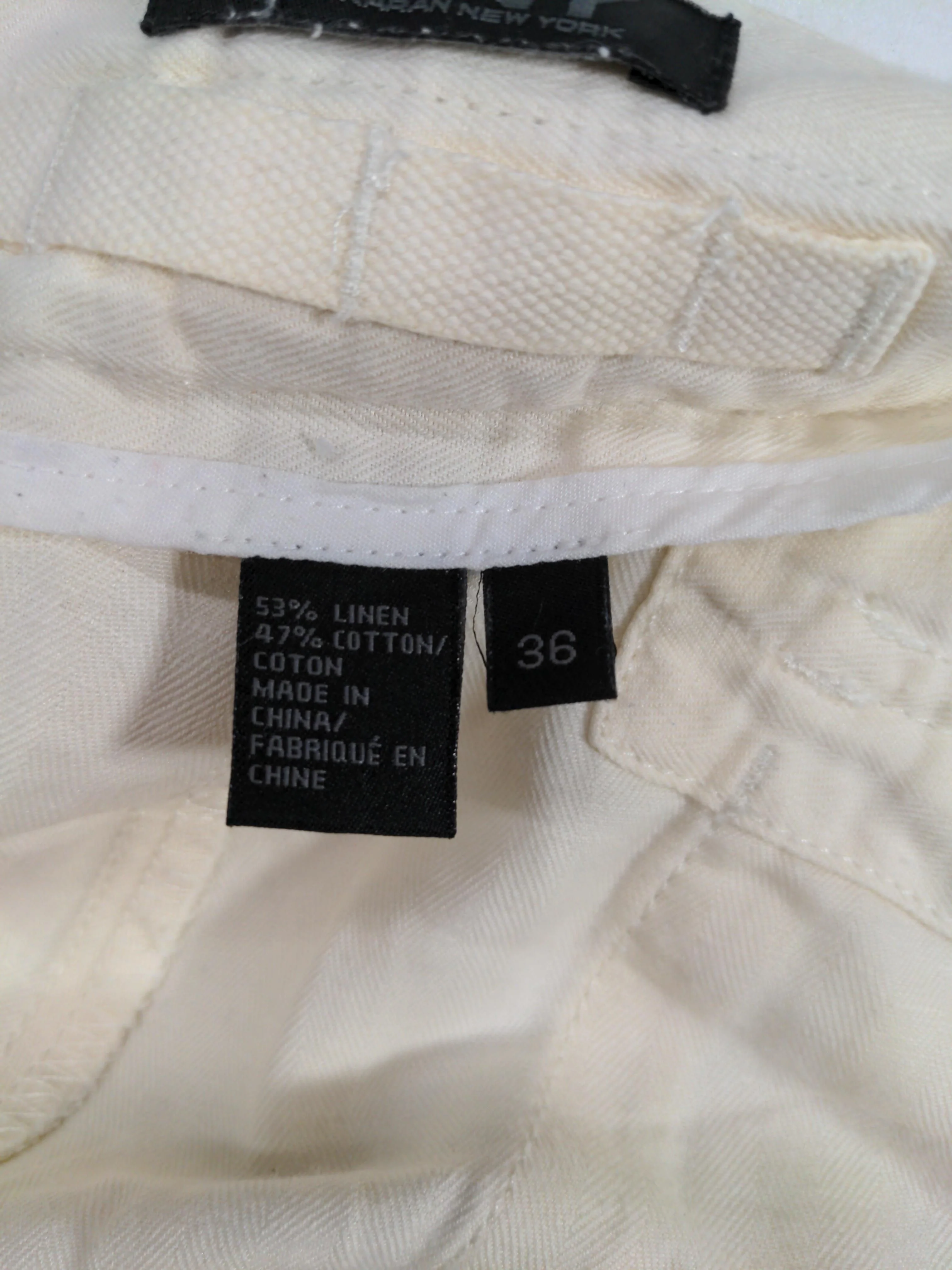 DKNY Men's Shorts W 36 in Cream Linen with Cotton Cargo - Image 8
