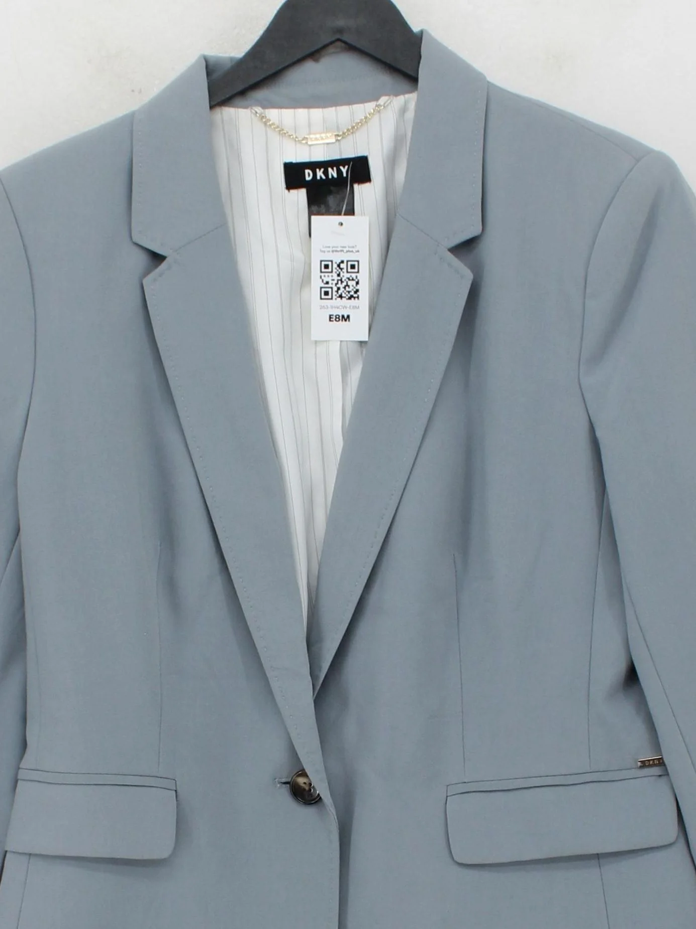 DKNY Women's Blazer UK 8 Blue Polyester with Rayon, Spandex Overcoat - Image 3
