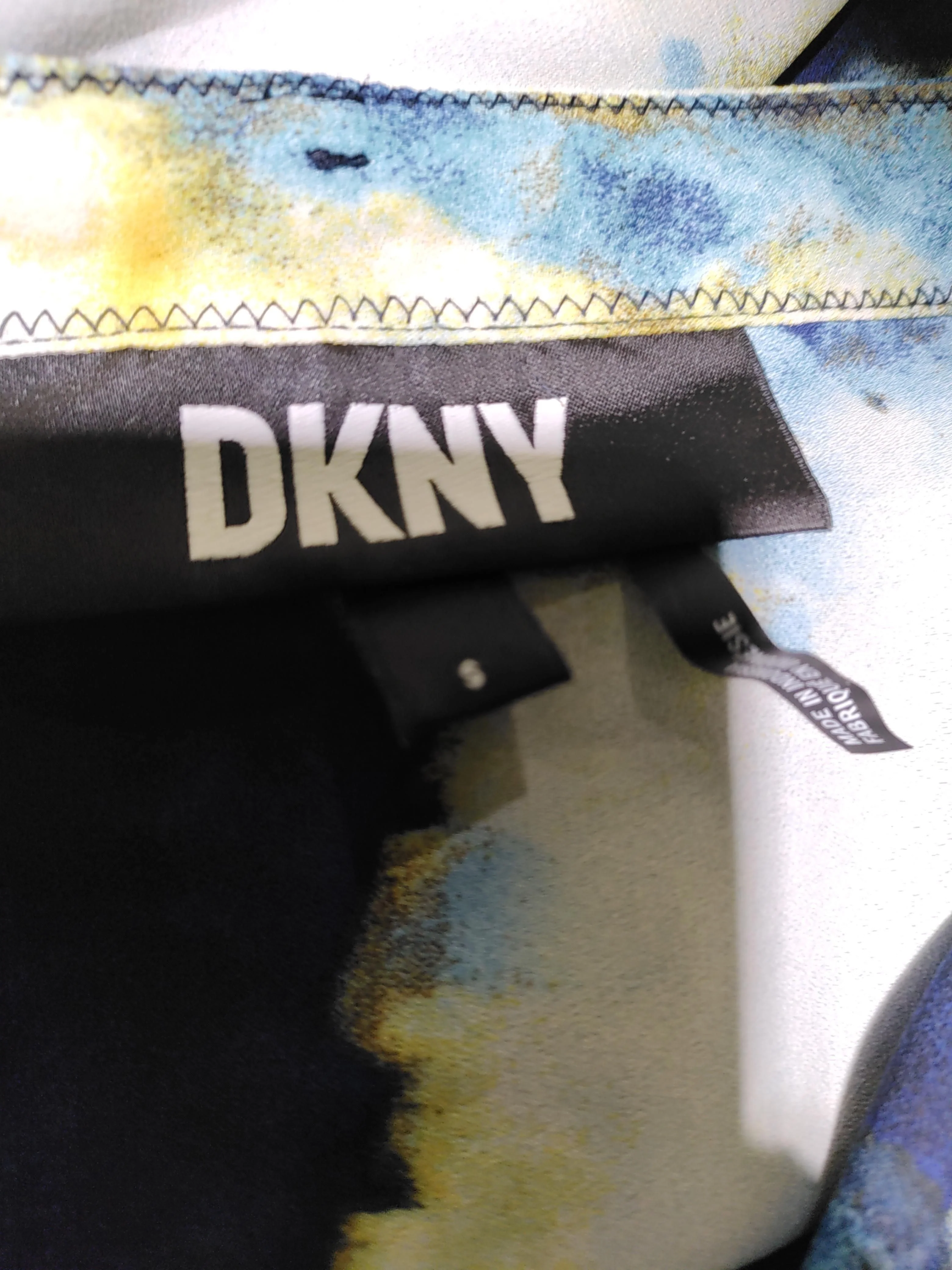 DKNY Women's Blouse S Multi 100% Polyester Long Sleeve Collared Basic - Image 5