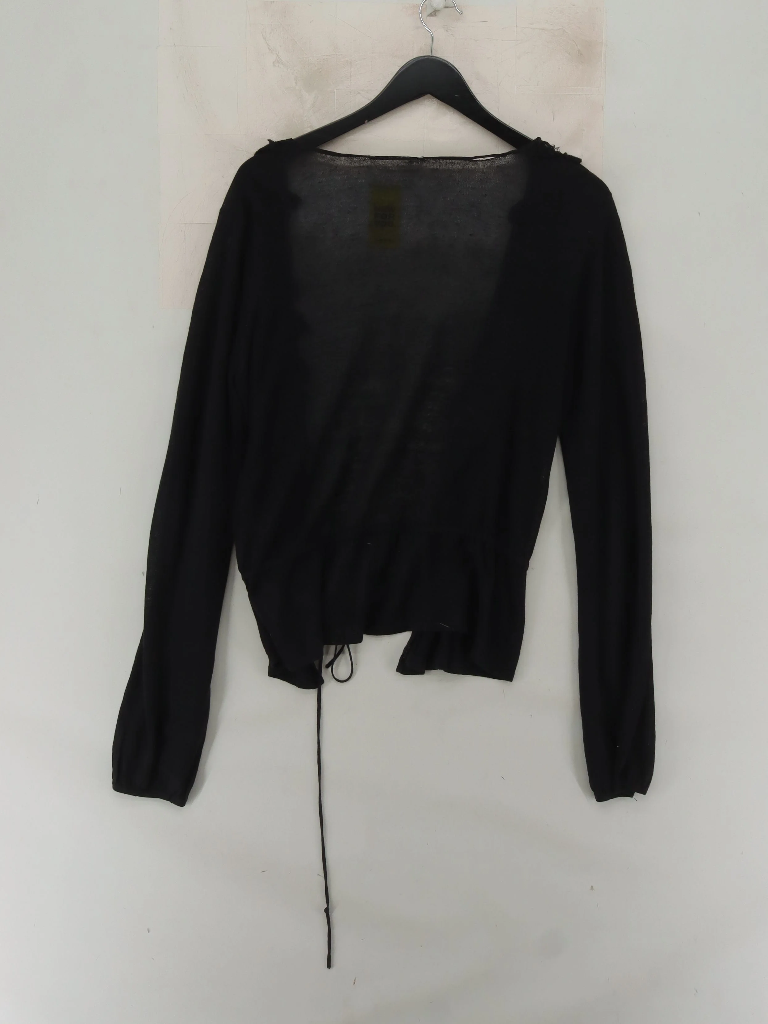 DKNY Women's Cardigan M Black Linen with Viscose V-Neck Cardigan - Image 2