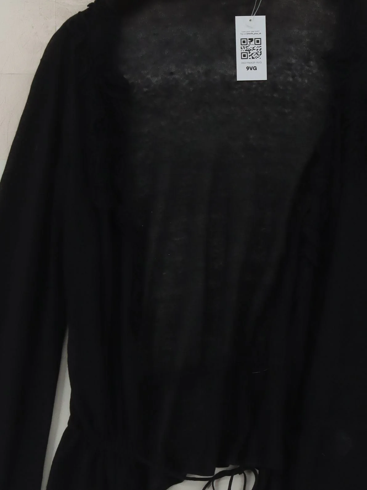 DKNY Women's Cardigan M Black Linen with Viscose V-Neck Cardigan - Image 3