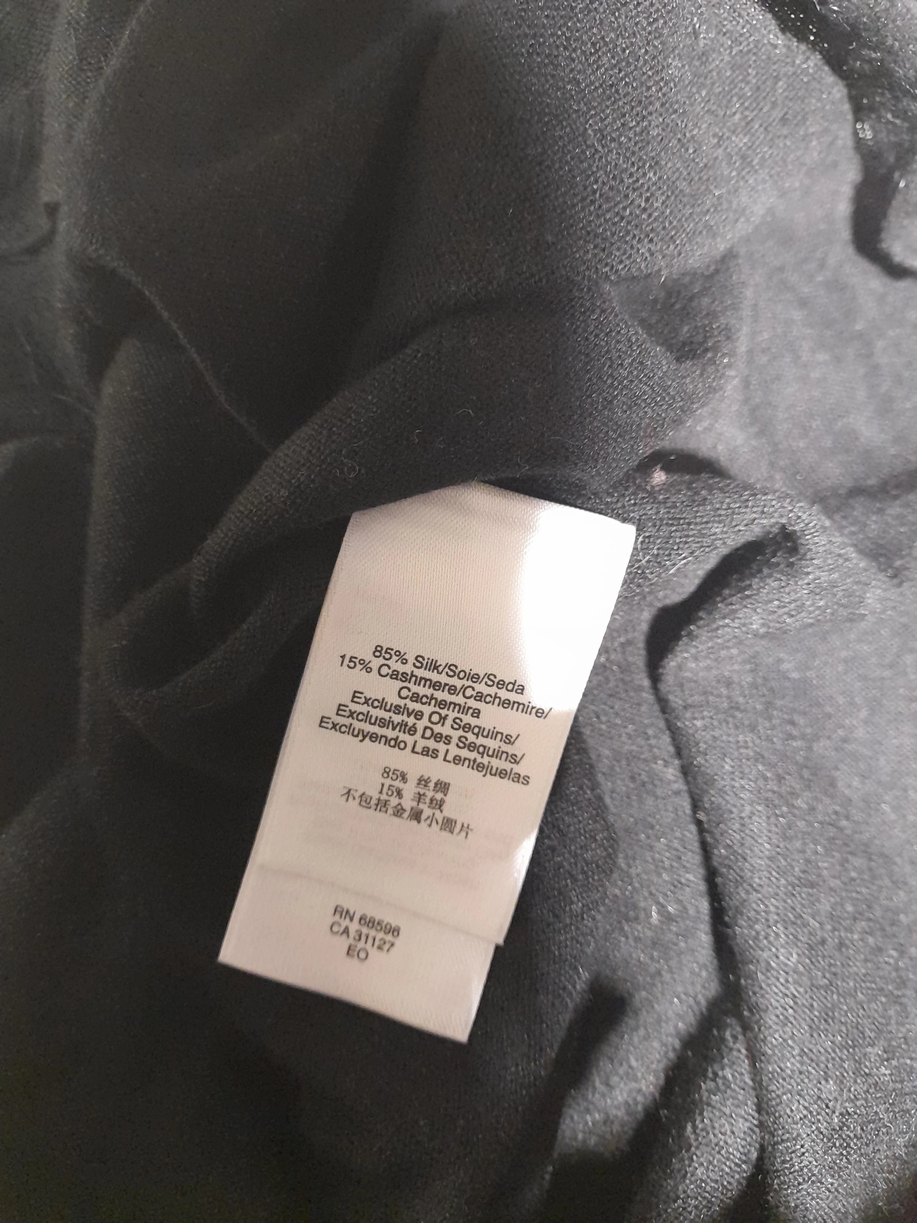DKNY Women's Cardigan M Black Silk with Cashmere Round Neck Cardigan - Image 6