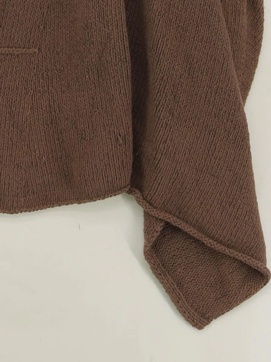 DKNY Women's Cardigan S Brown Cotton with Nylon, Elastane Collared Cardigan - Image 4