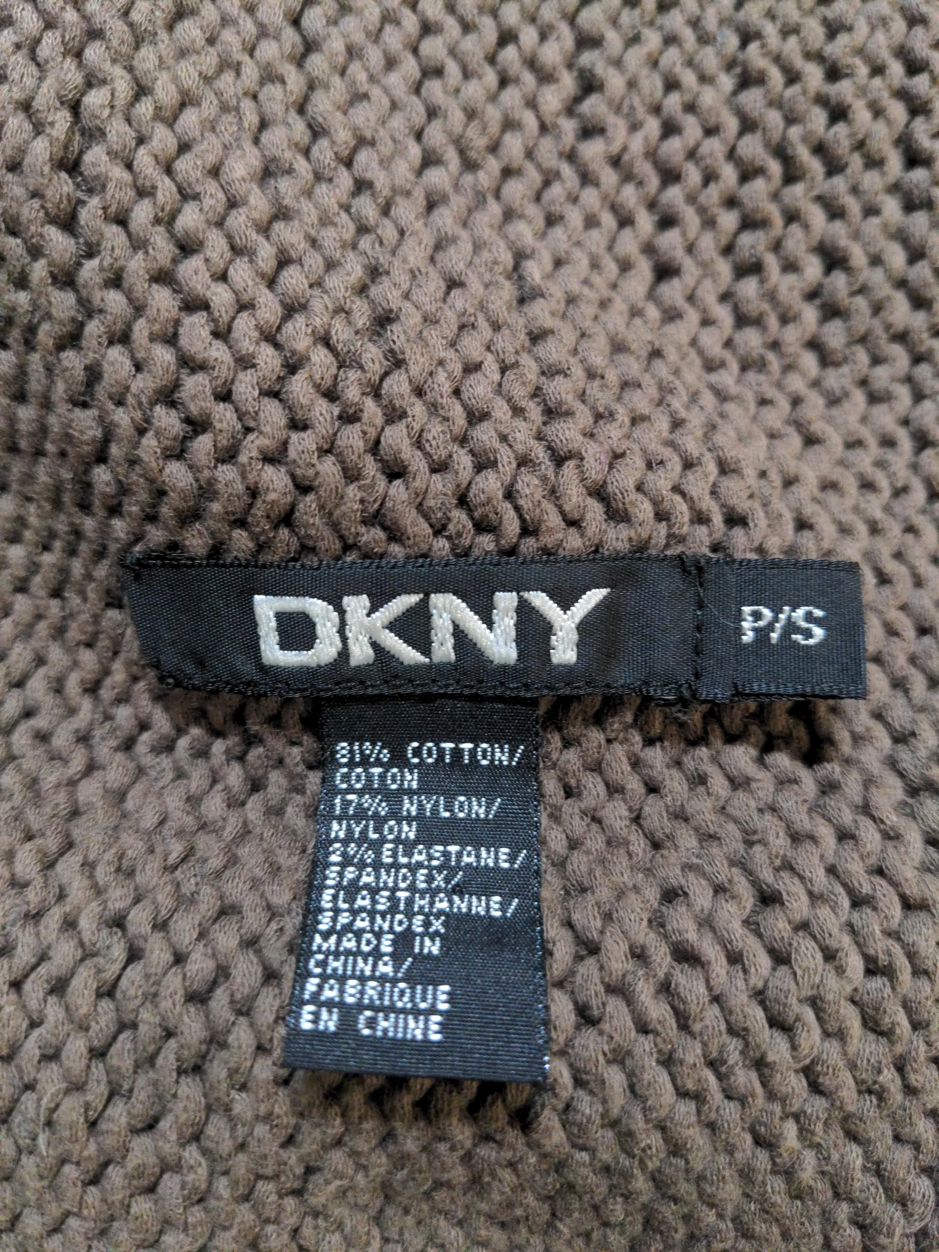 DKNY Women's Cardigan S Brown Cotton with Nylon, Elastane Collared Cardigan - Image 7