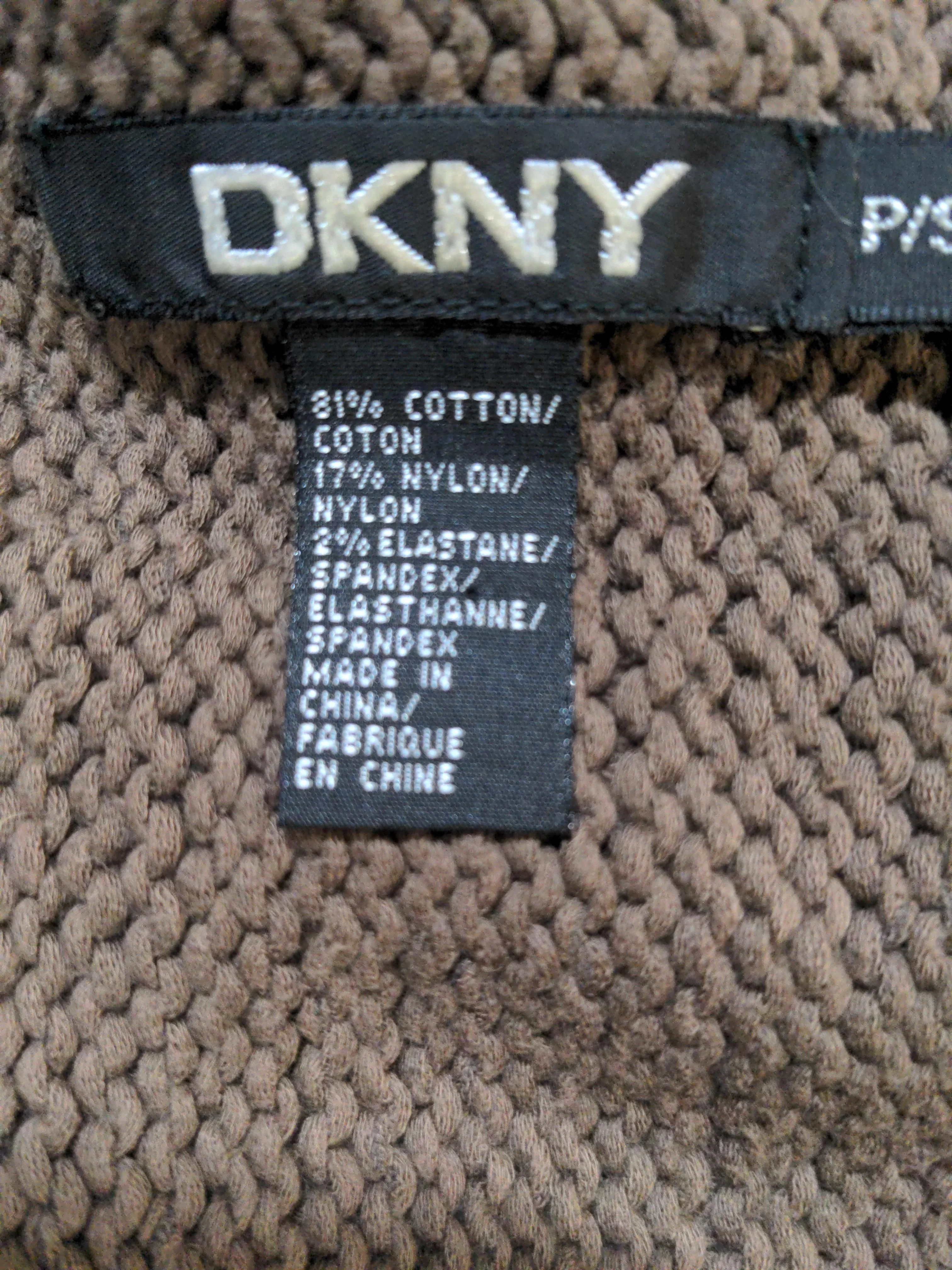 DKNY Women's Cardigan S Brown Cotton with Nylon, Elastane Collared Cardigan - Image 8
