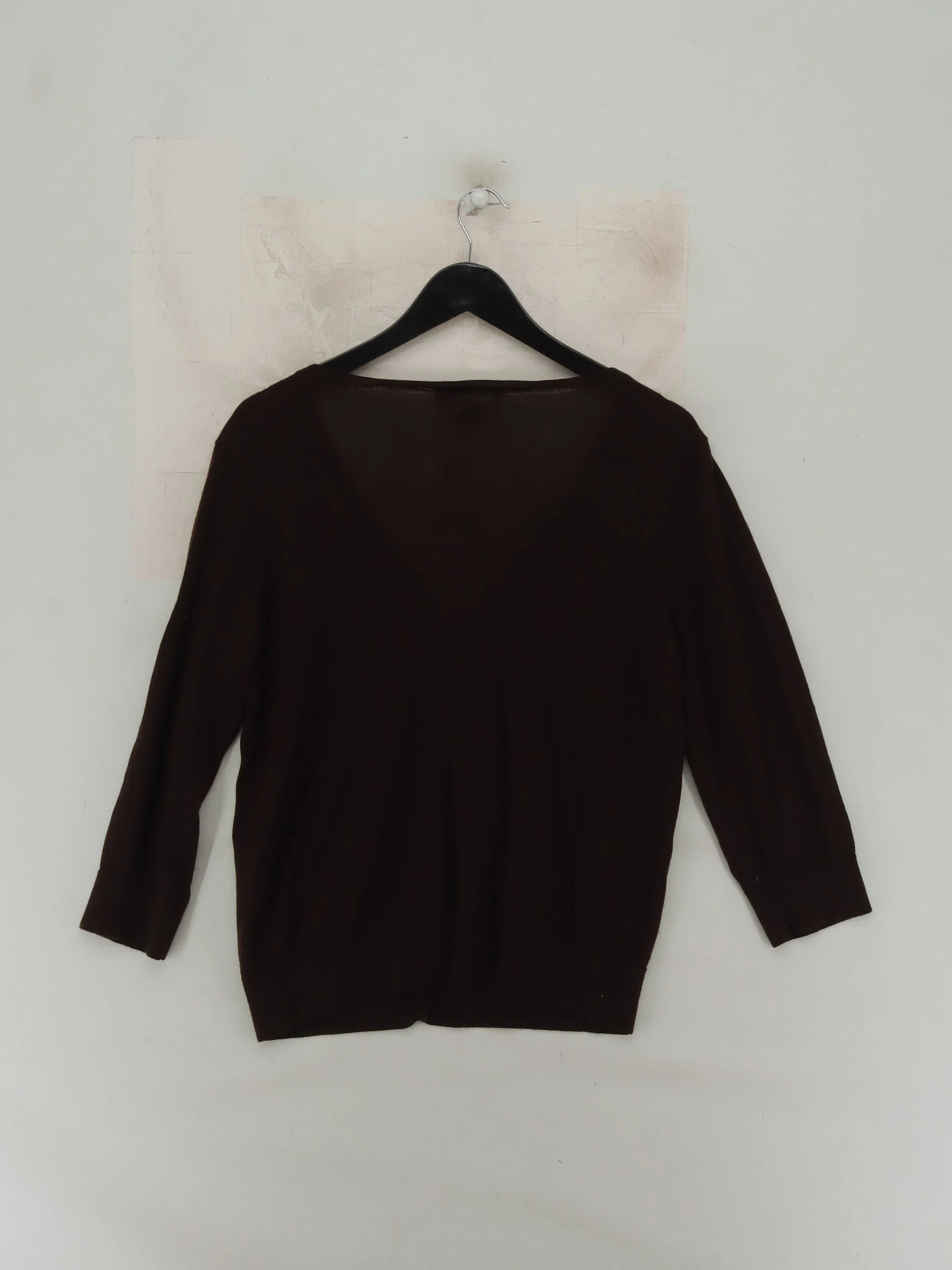 DKNY Women's Cardigan XL Brown 100% Wool V-Neck Cardigan - Image 2
