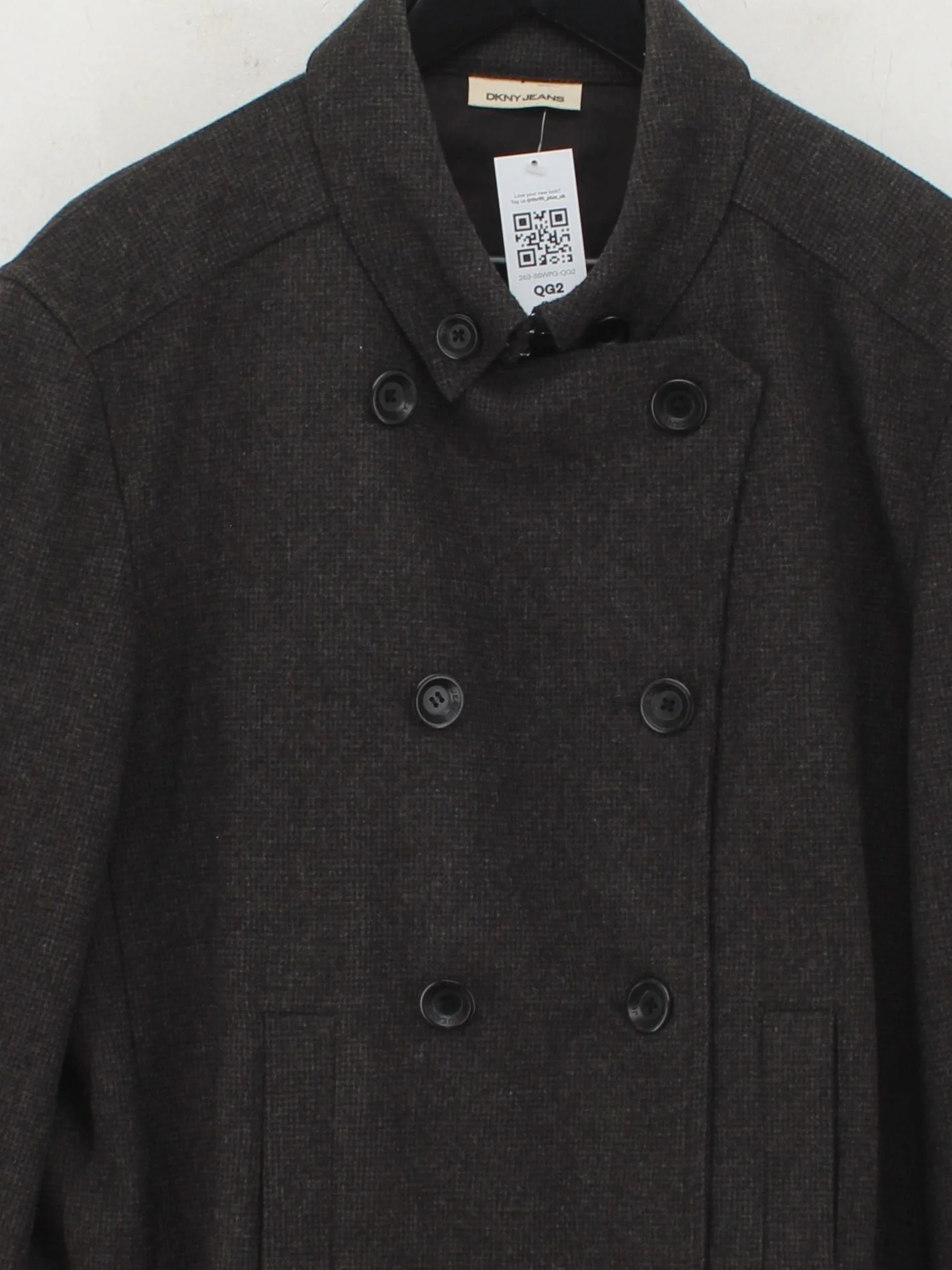 DKNY Women's Coat XL Grey Wool with Polyamide Overcoat - Image 3