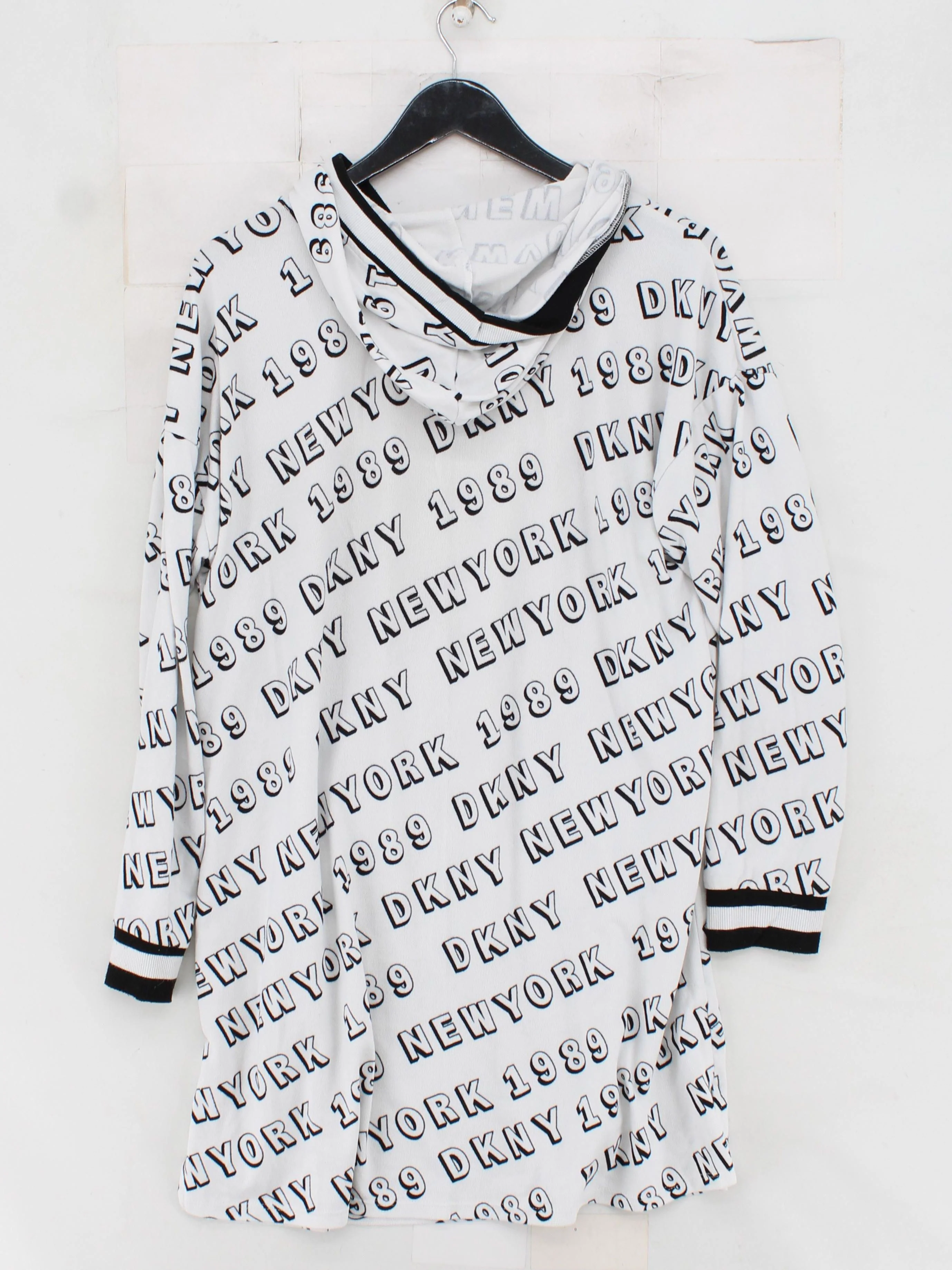 DKNY Women's Hoodie M White Graphic Polyester with Elastane Pullover - Image 2