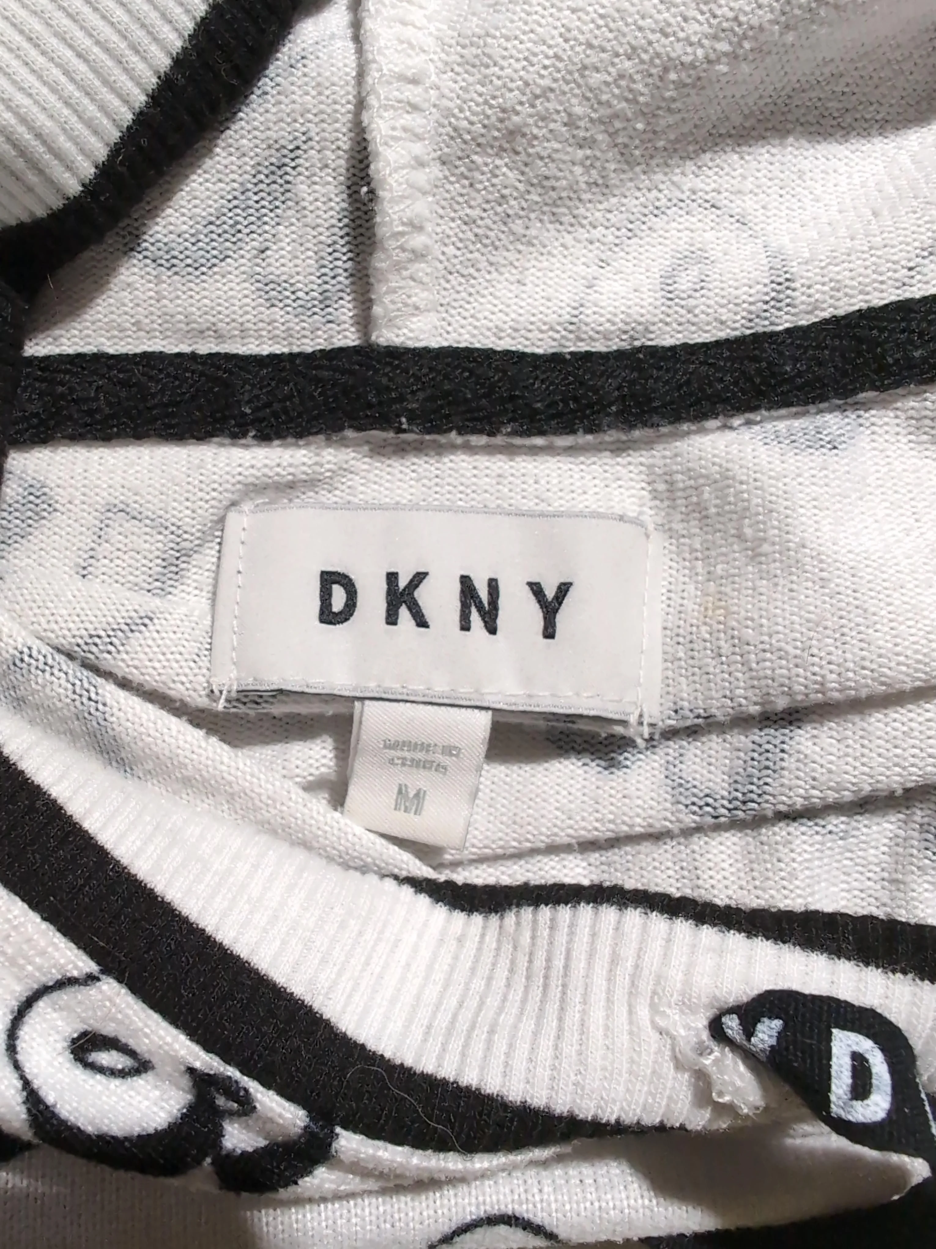 DKNY Women's Hoodie M White Graphic Polyester with Elastane Pullover - Image 6